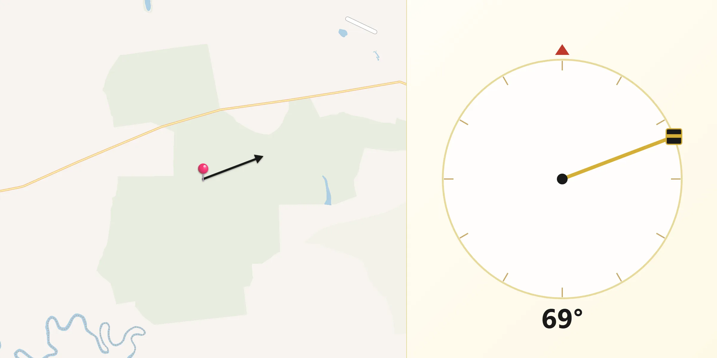Direção da Qibla a partir de Luís Antônio