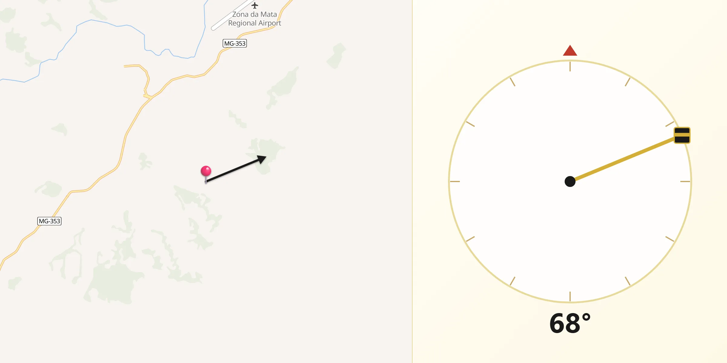 Direção da Qibla a partir de Goianá
