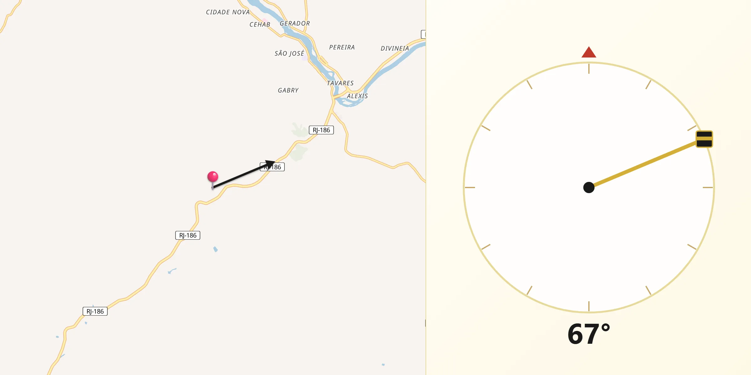 Direção da Qibla a partir de Santo Antônio de Pádua