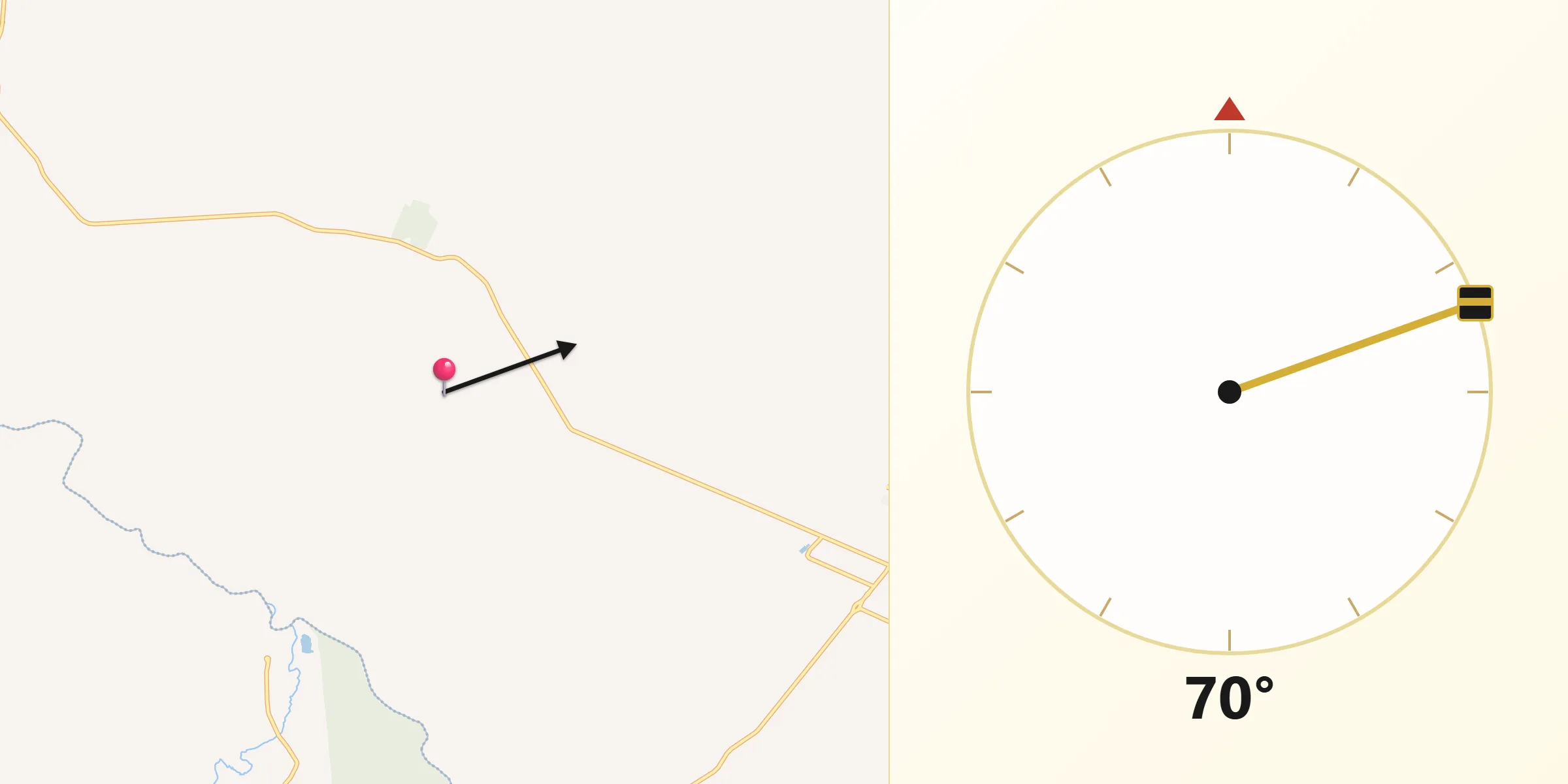 Direção da Qibla a partir de Piacatu