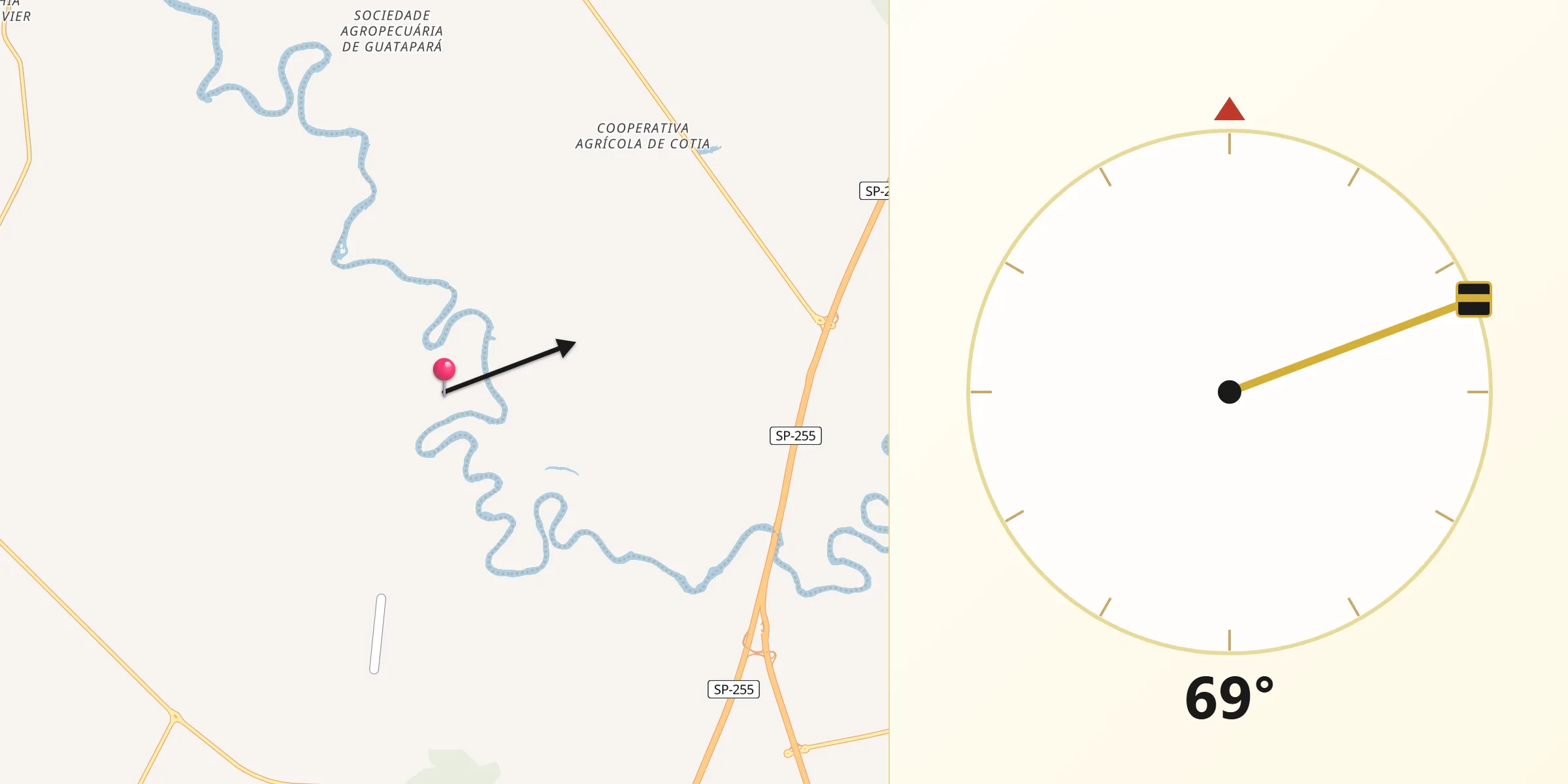 Direção da Qibla a partir de Rincão