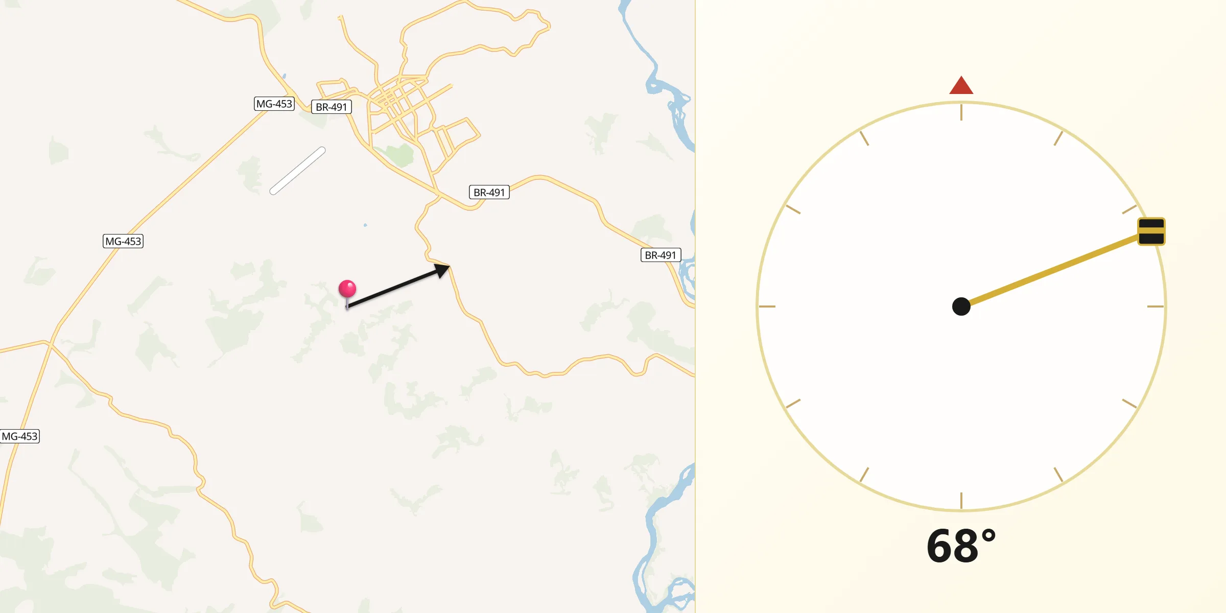 Direção da Qibla a partir de Paraguaçu