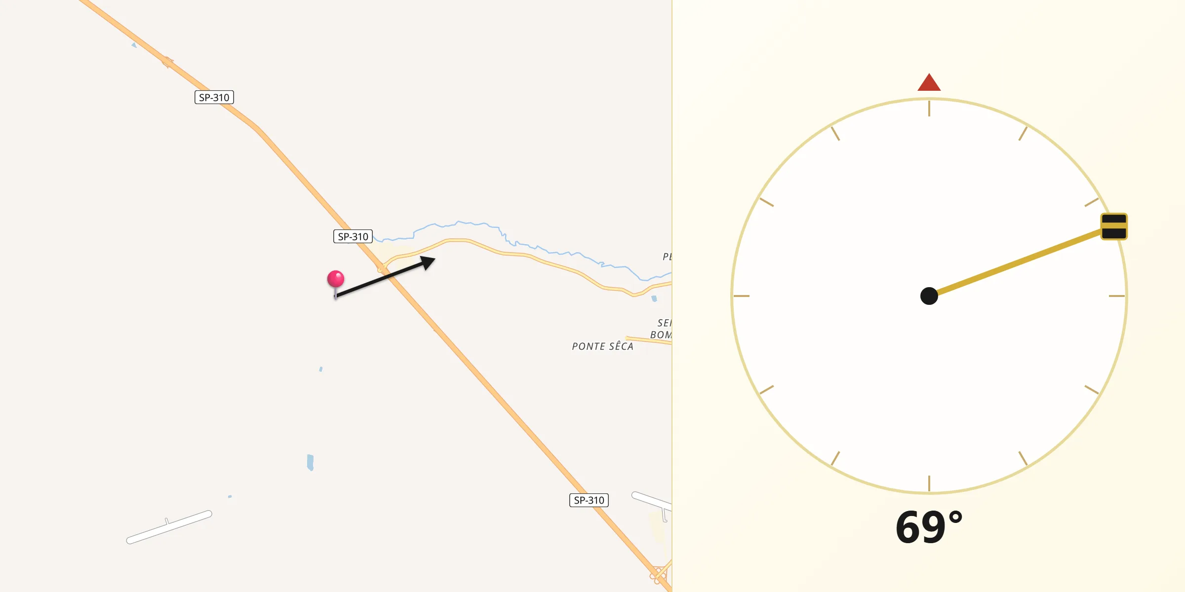 Direção da Qibla a partir de Matão