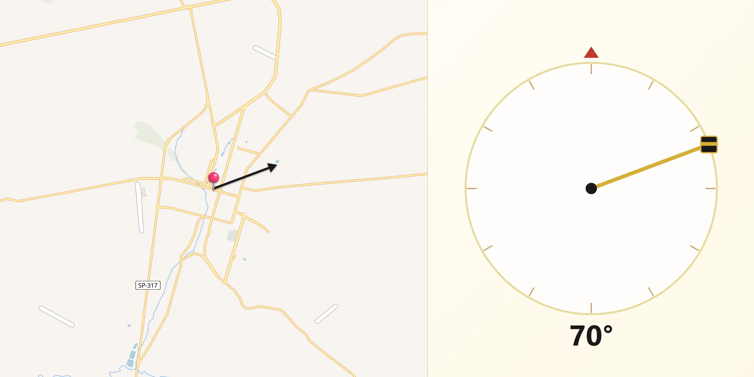 Direção da Qibla a partir de Itápolis