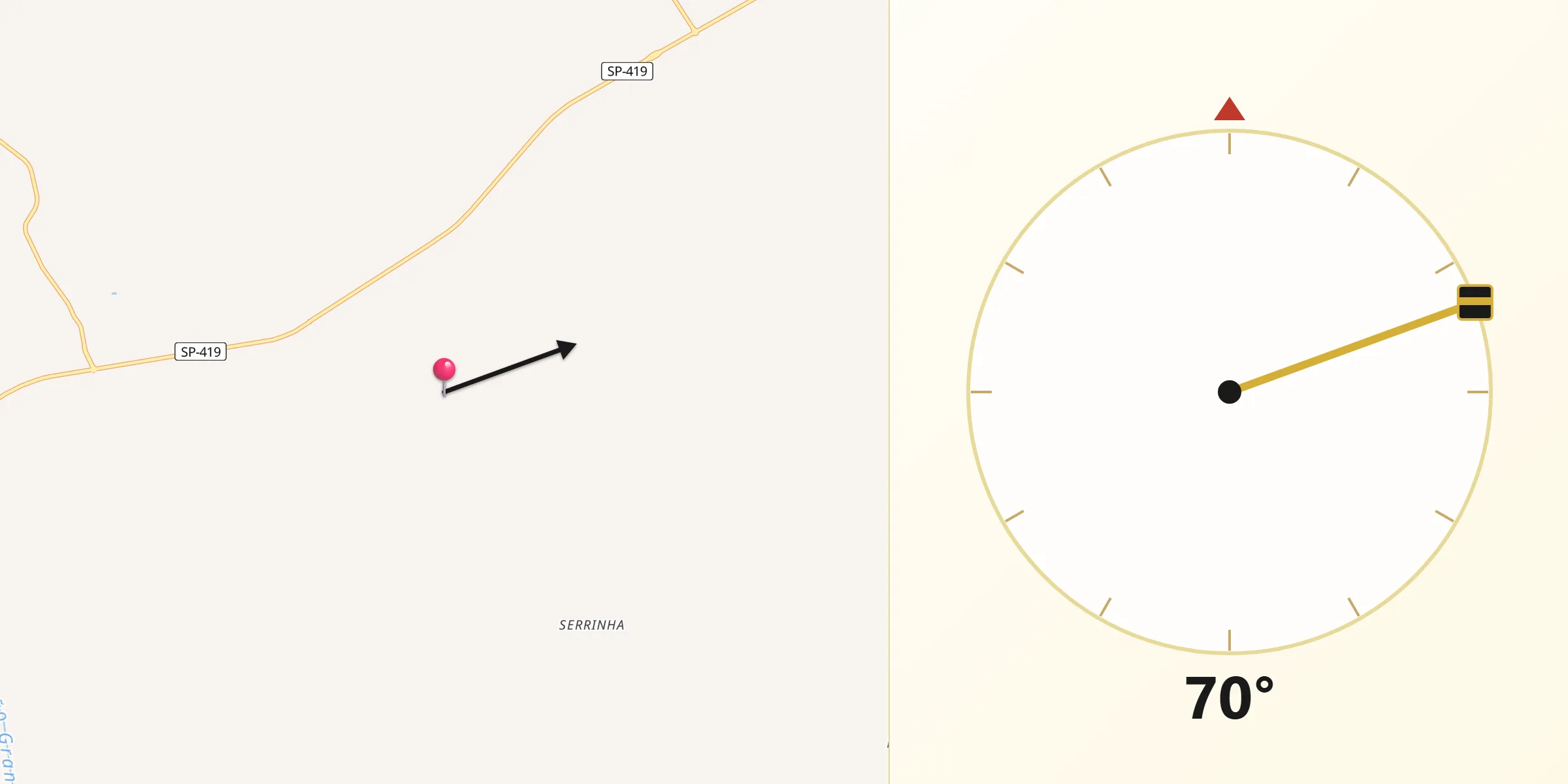 Direção da Qibla a partir de Alto Alegre