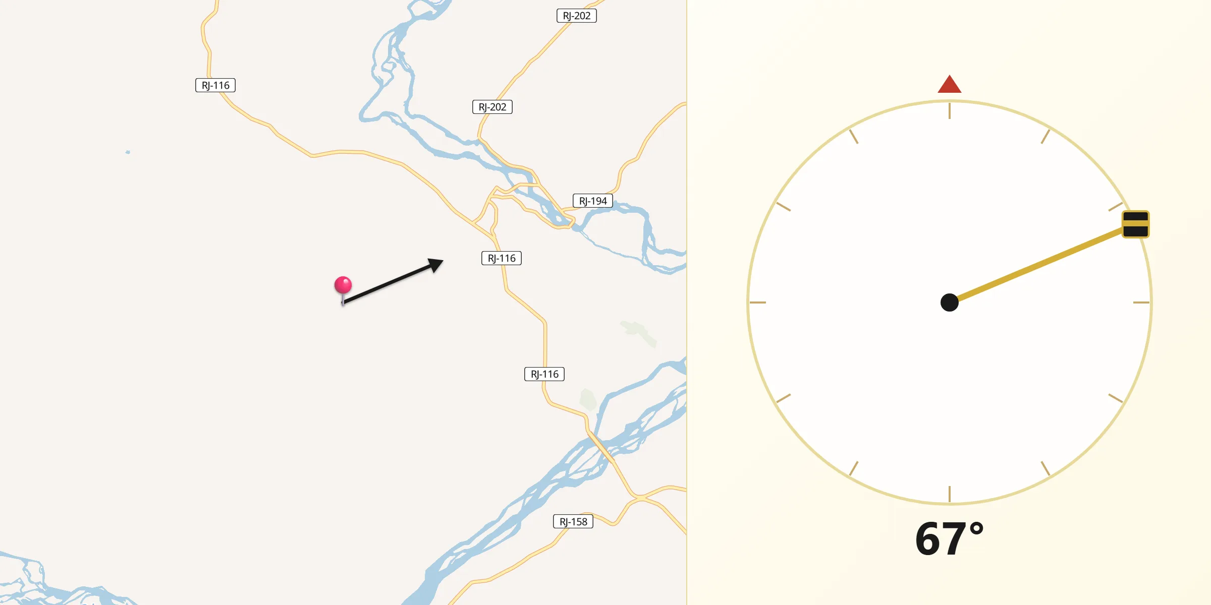 Direção da Qibla a partir de Aperibé