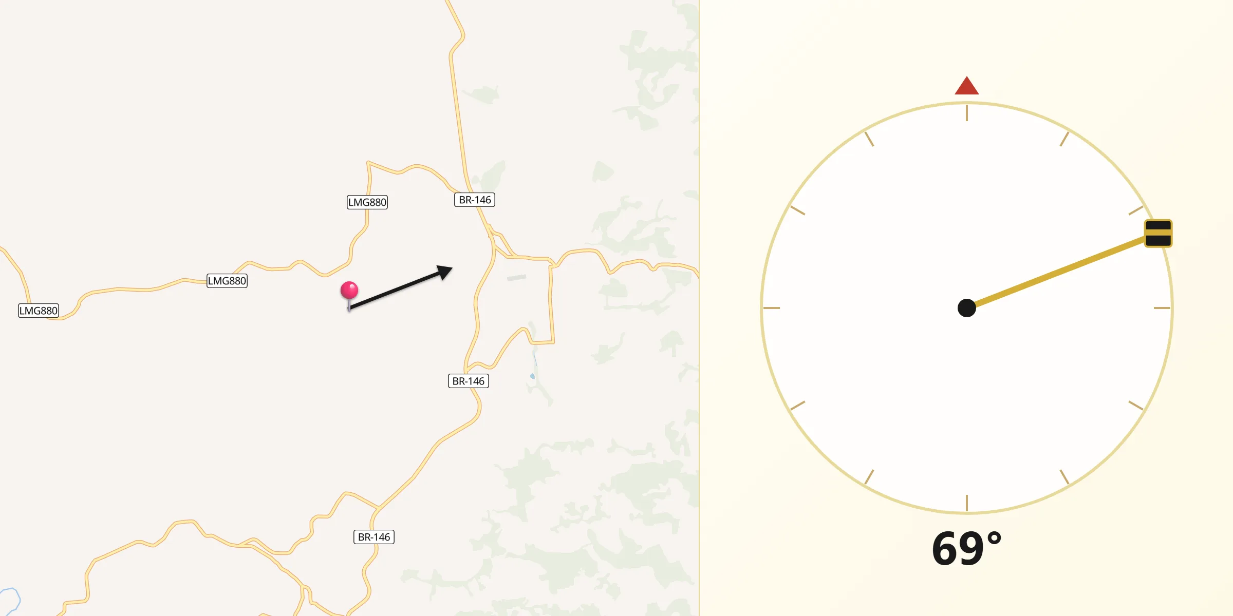 Direção da Qibla a partir de Botelhos