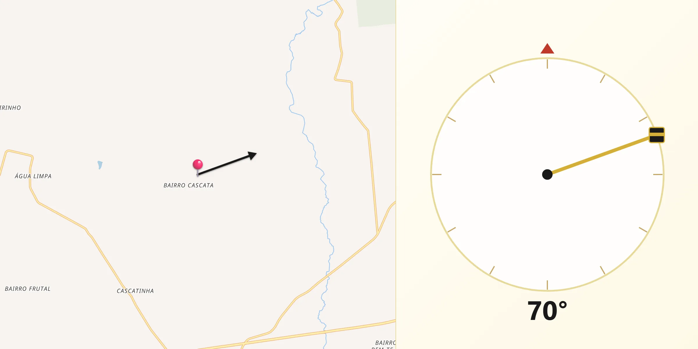 Direção da Qibla a partir de Rinópolis