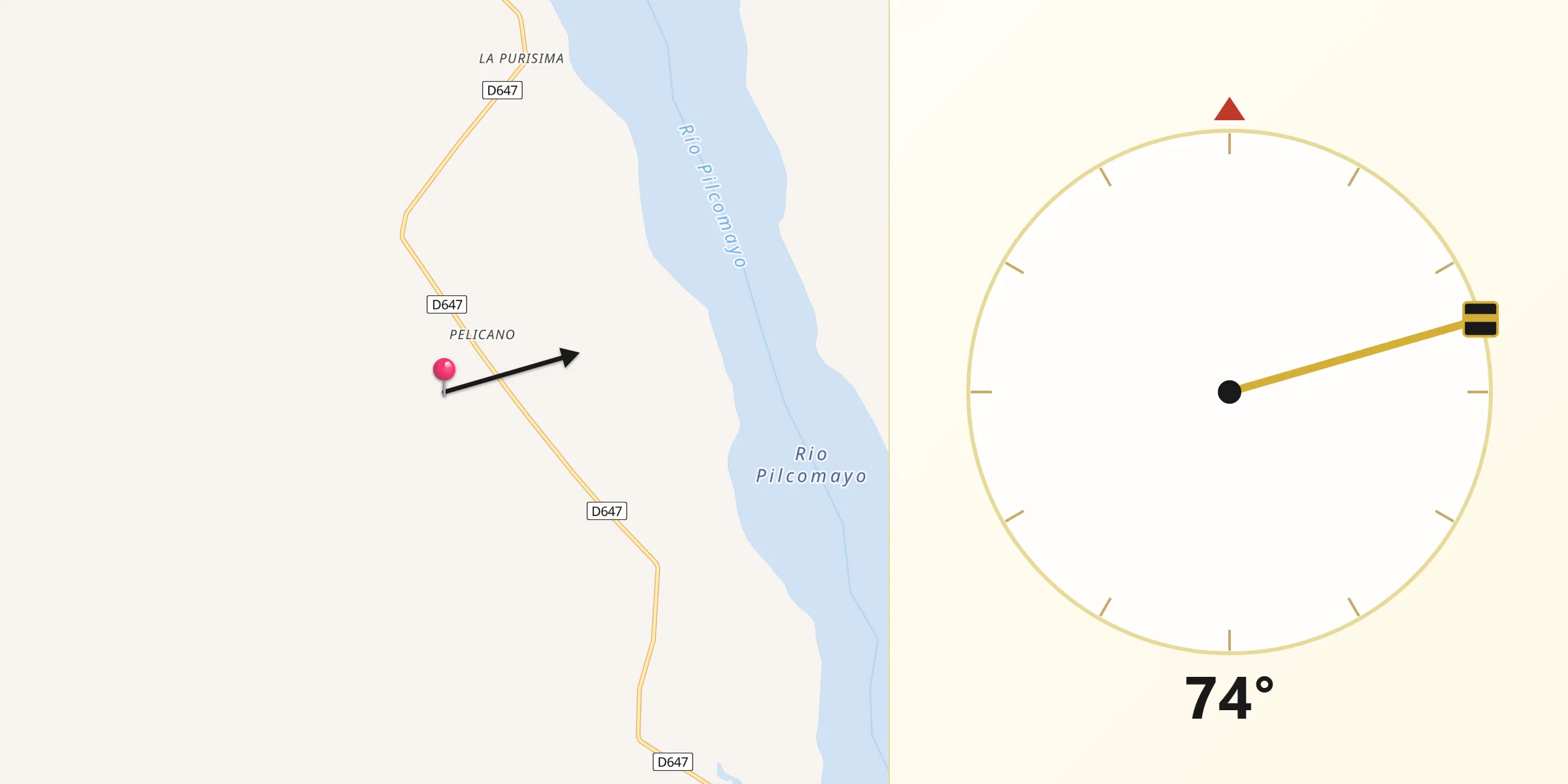 Dirección de la Qibla desde Provincia Gran Chaco