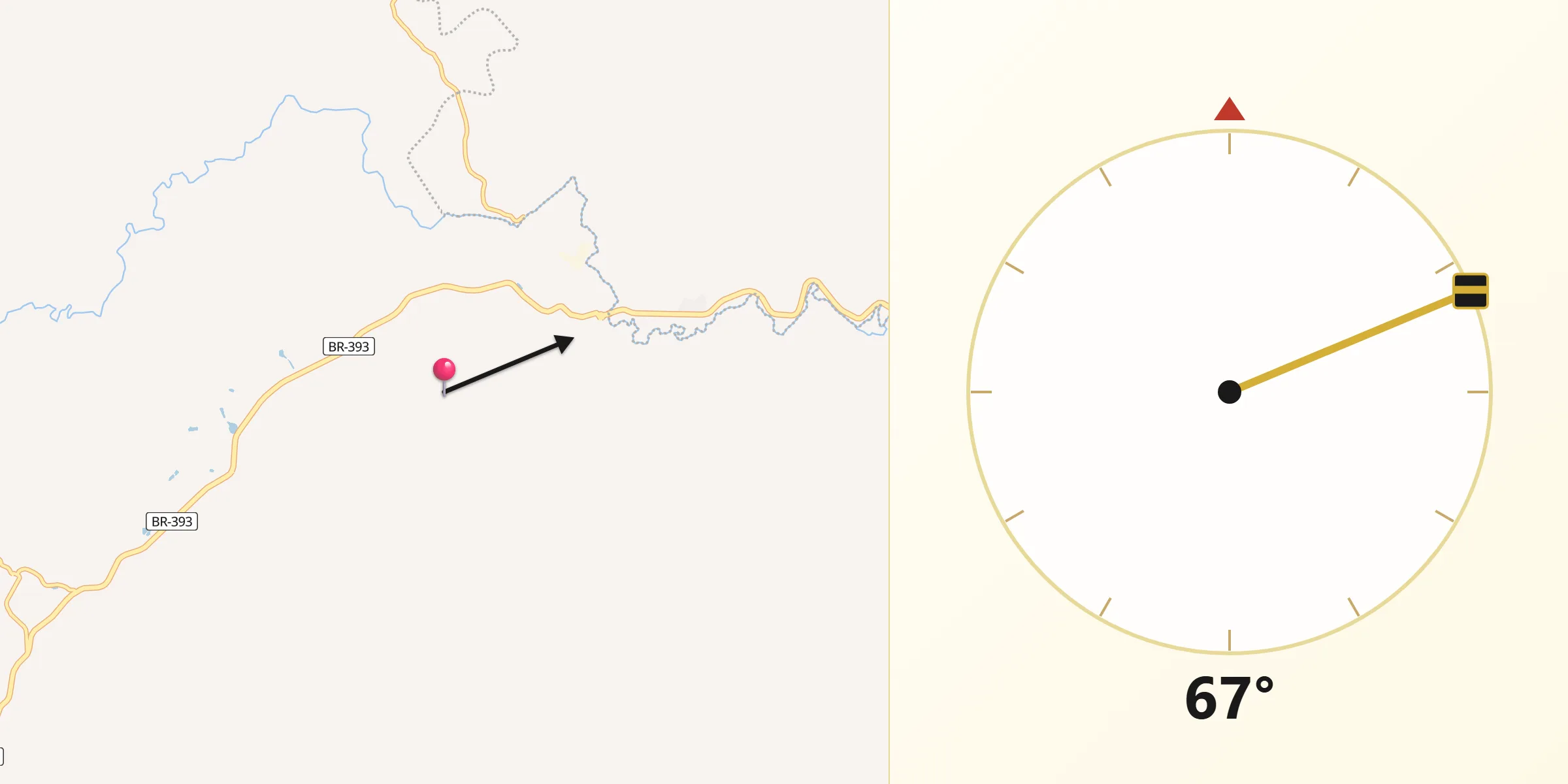 Direção da Qibla a partir de Pirapetinga