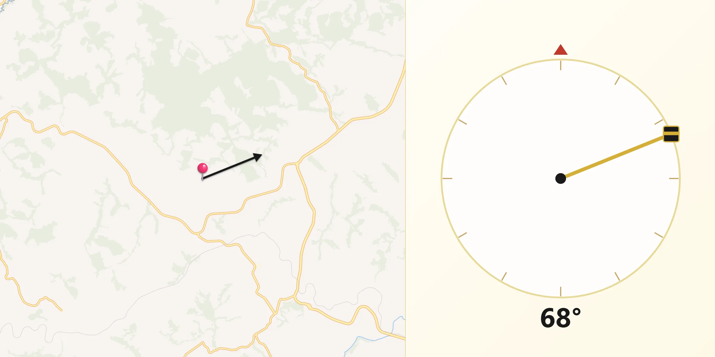 Direção da Qibla a partir de São Vicente de Minas