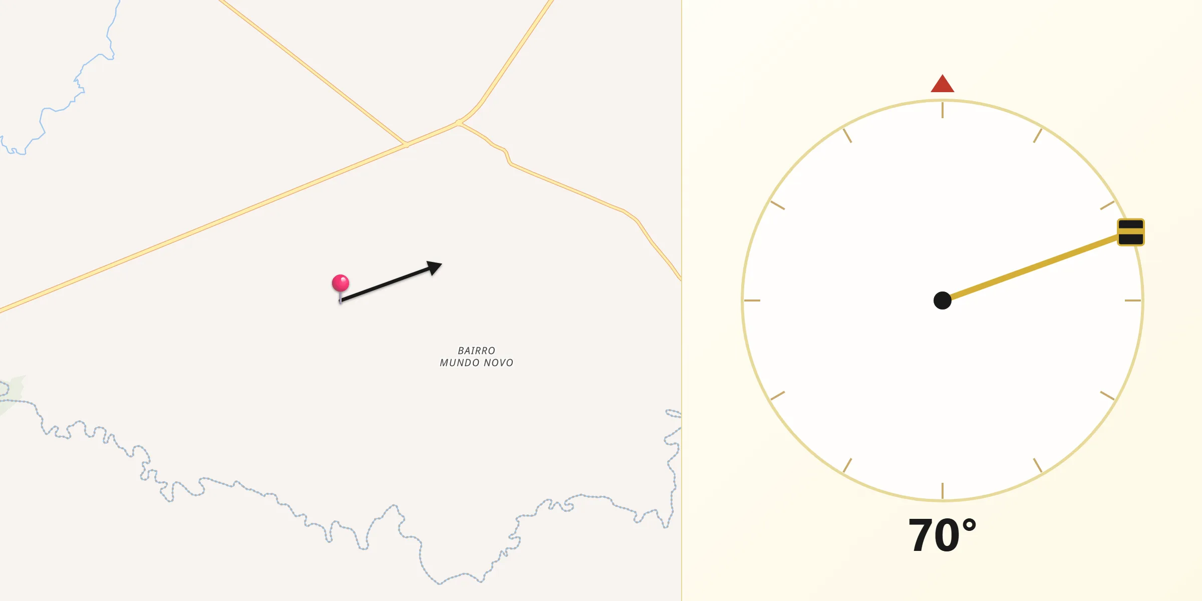Direção da Qibla a partir de Santópolis do Aguapeí