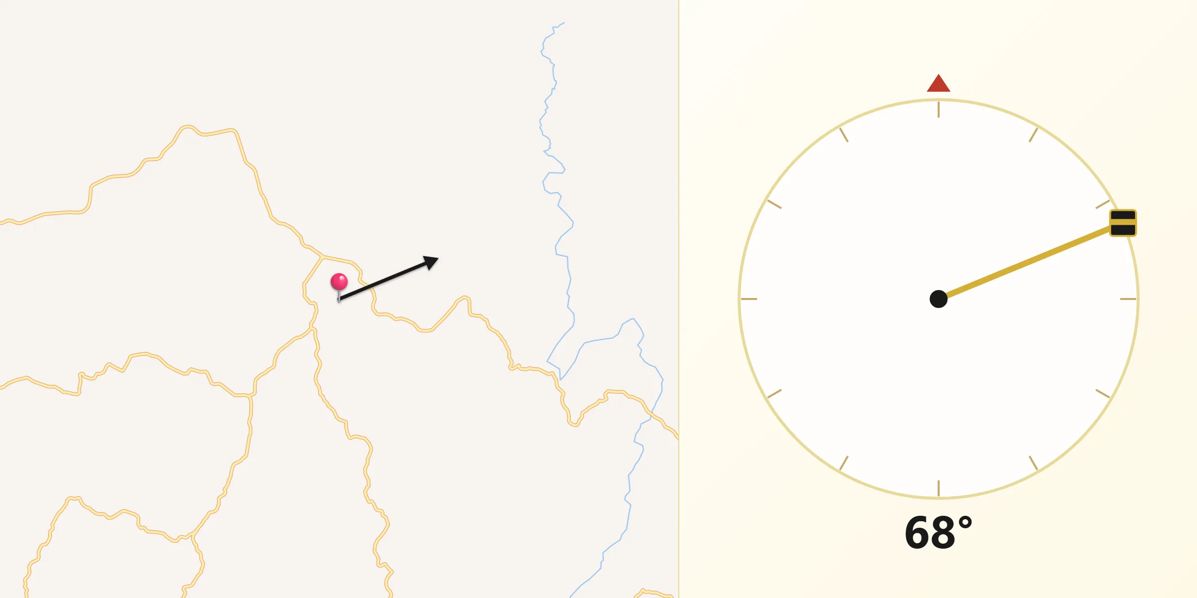 Direção da Qibla a partir de Chácara
