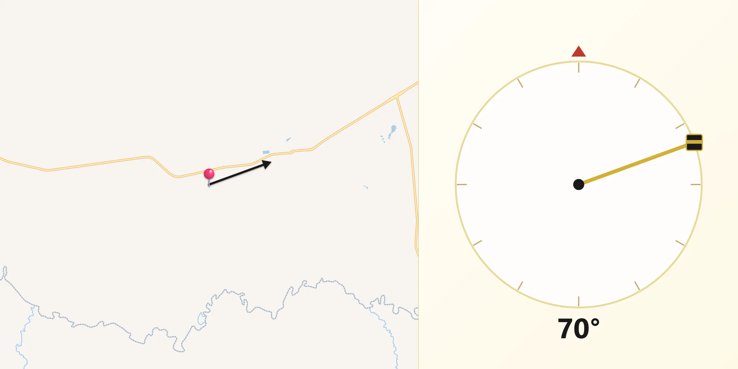 Direção da Qibla a partir de Luiziânia