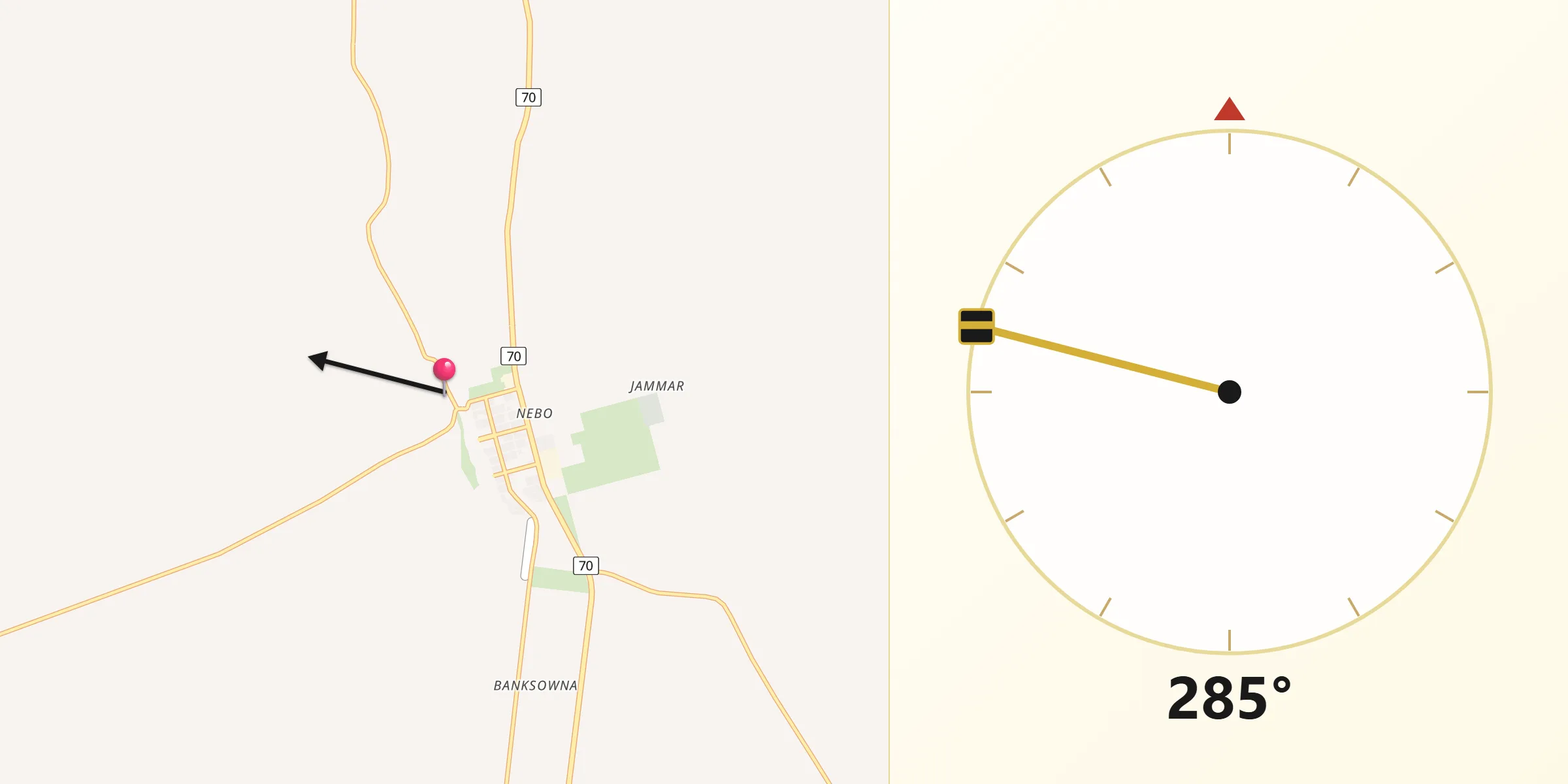 Qibla Direction from Nebo