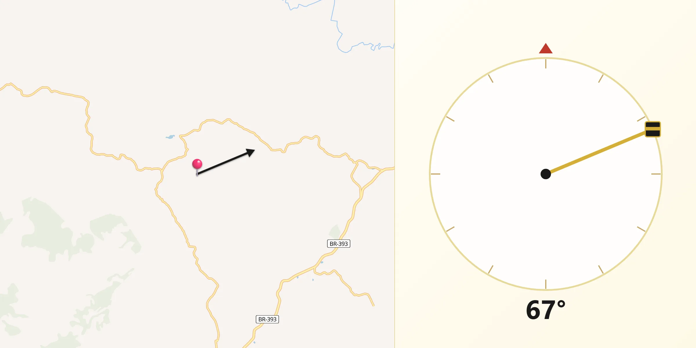Direção da Qibla a partir de Estrela Dalva