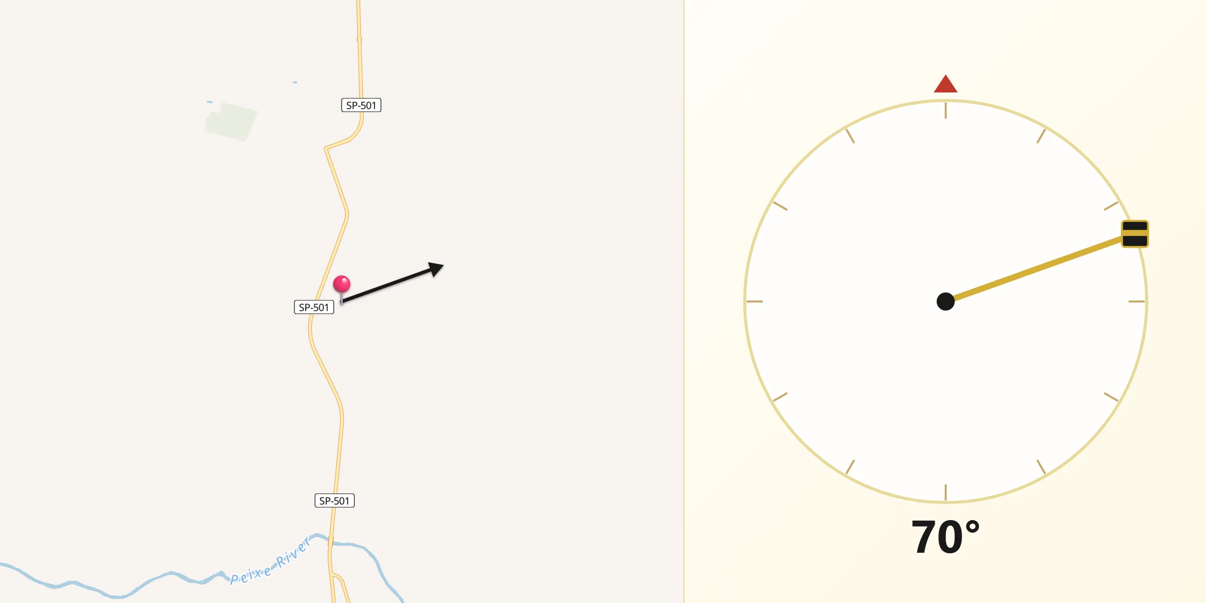 Direção da Qibla a partir de Flora Rica