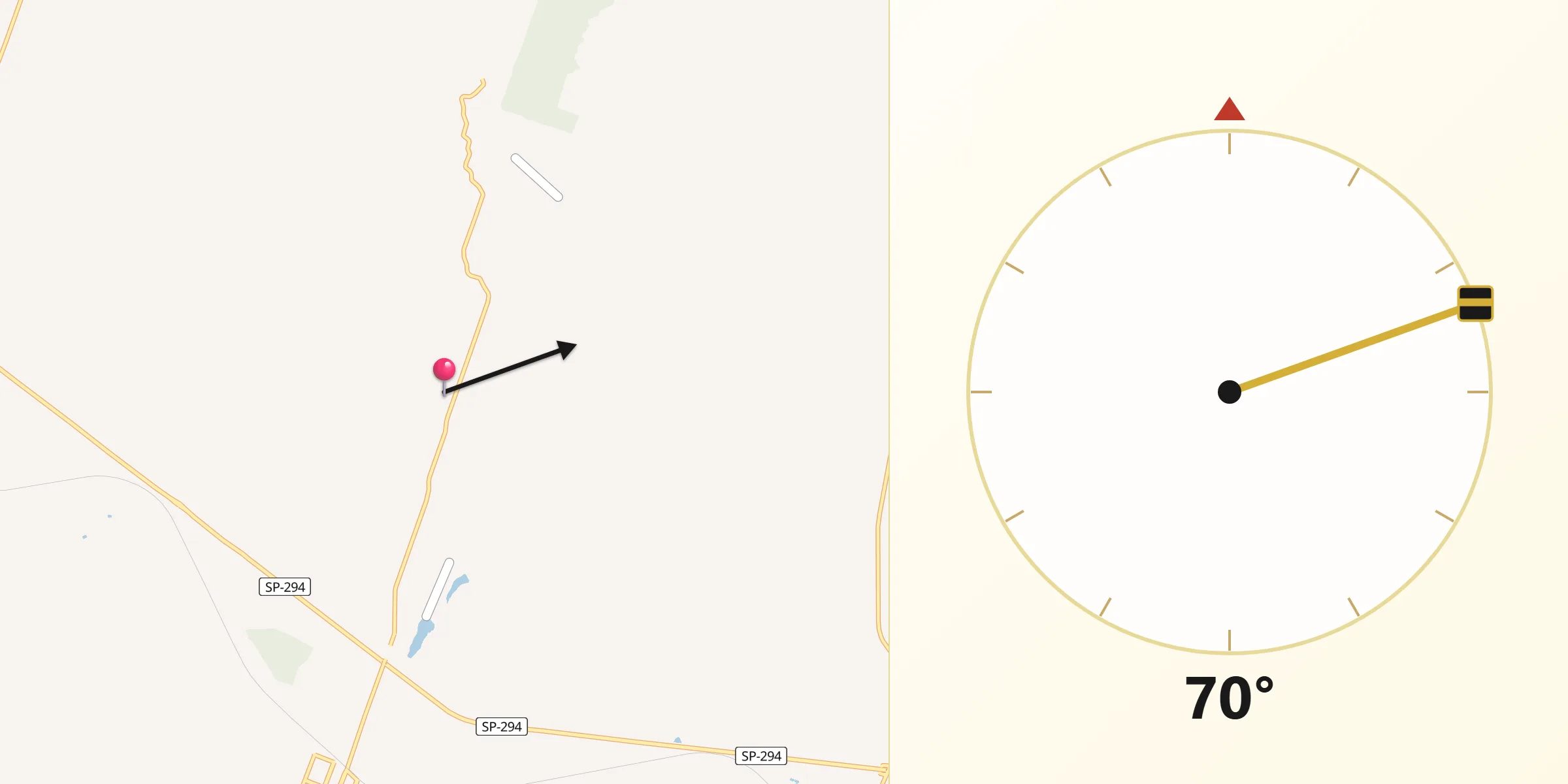 Direção da Qibla a partir de Inúbia Paulista