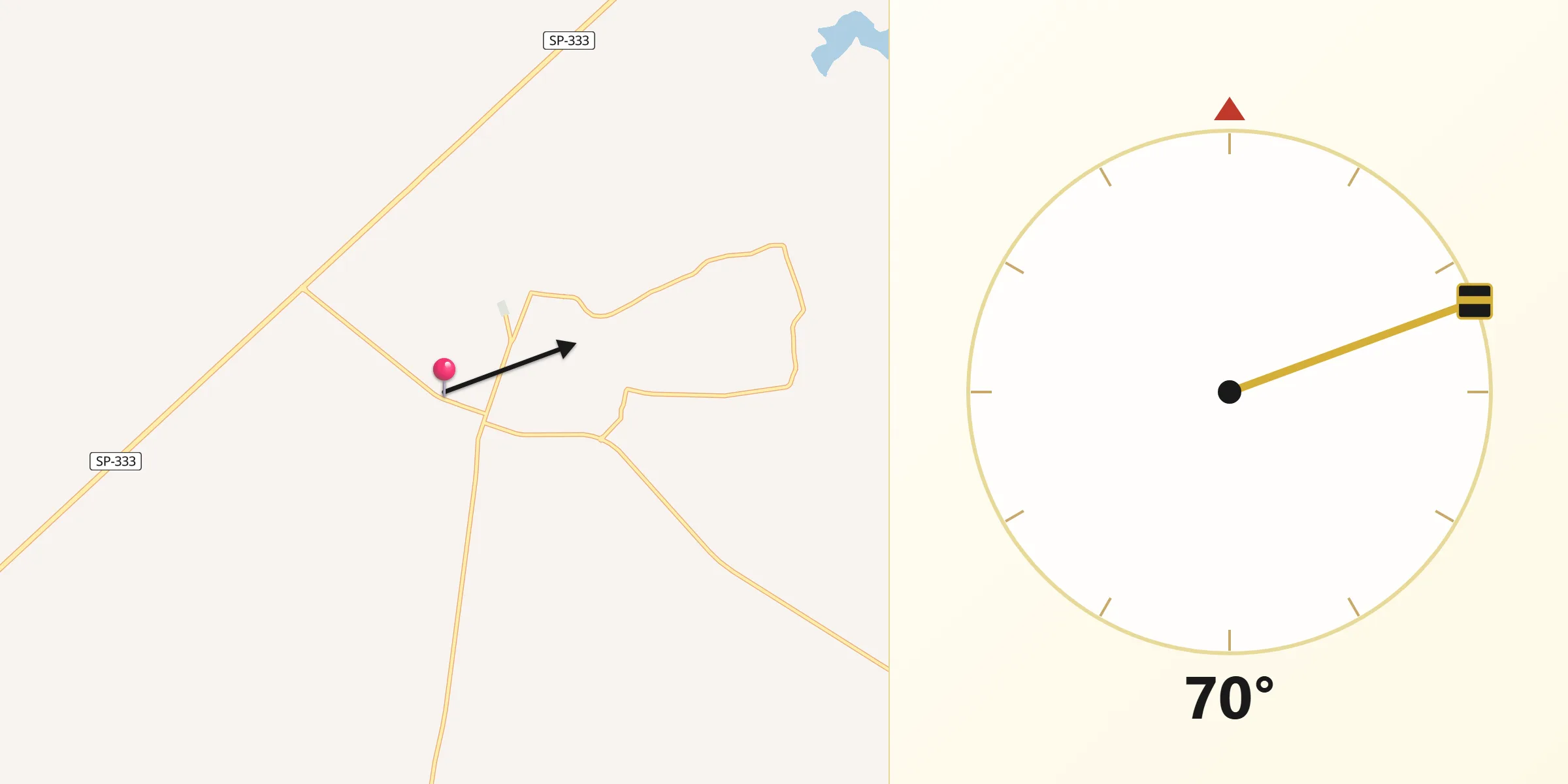 Direção da Qibla a partir de Pongaí