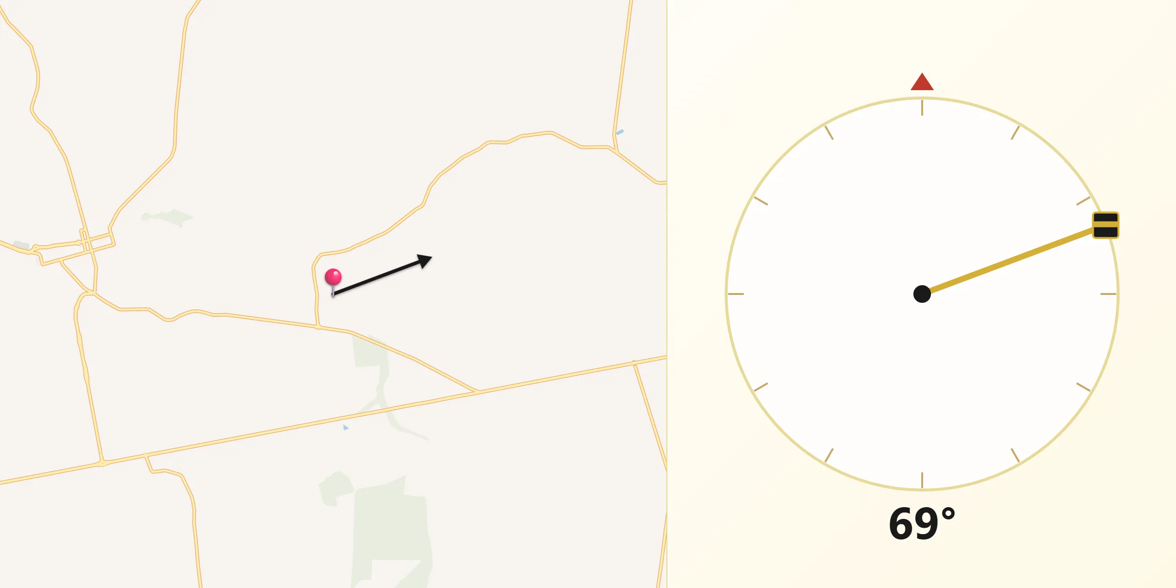 Direção da Qibla a partir de Tabatinga