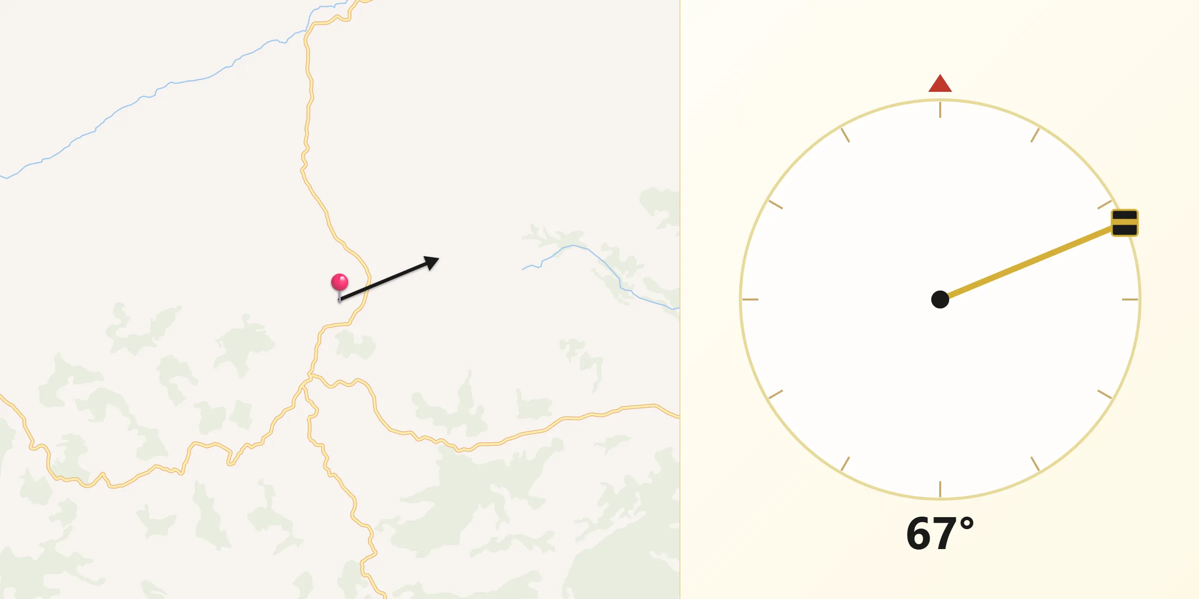 Direção da Qibla a partir de Santo Antônio do Aventureiro