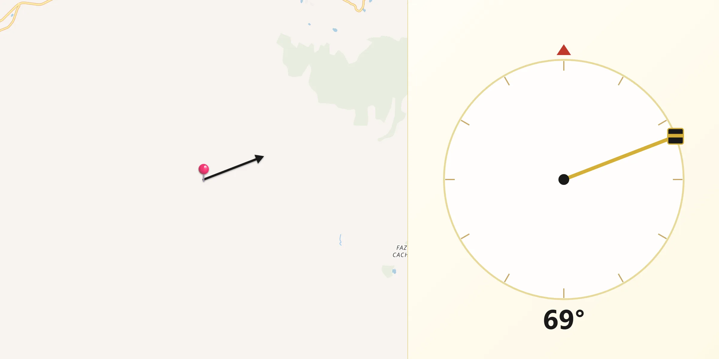 Direção da Qibla a partir de São Sebastião da Grama