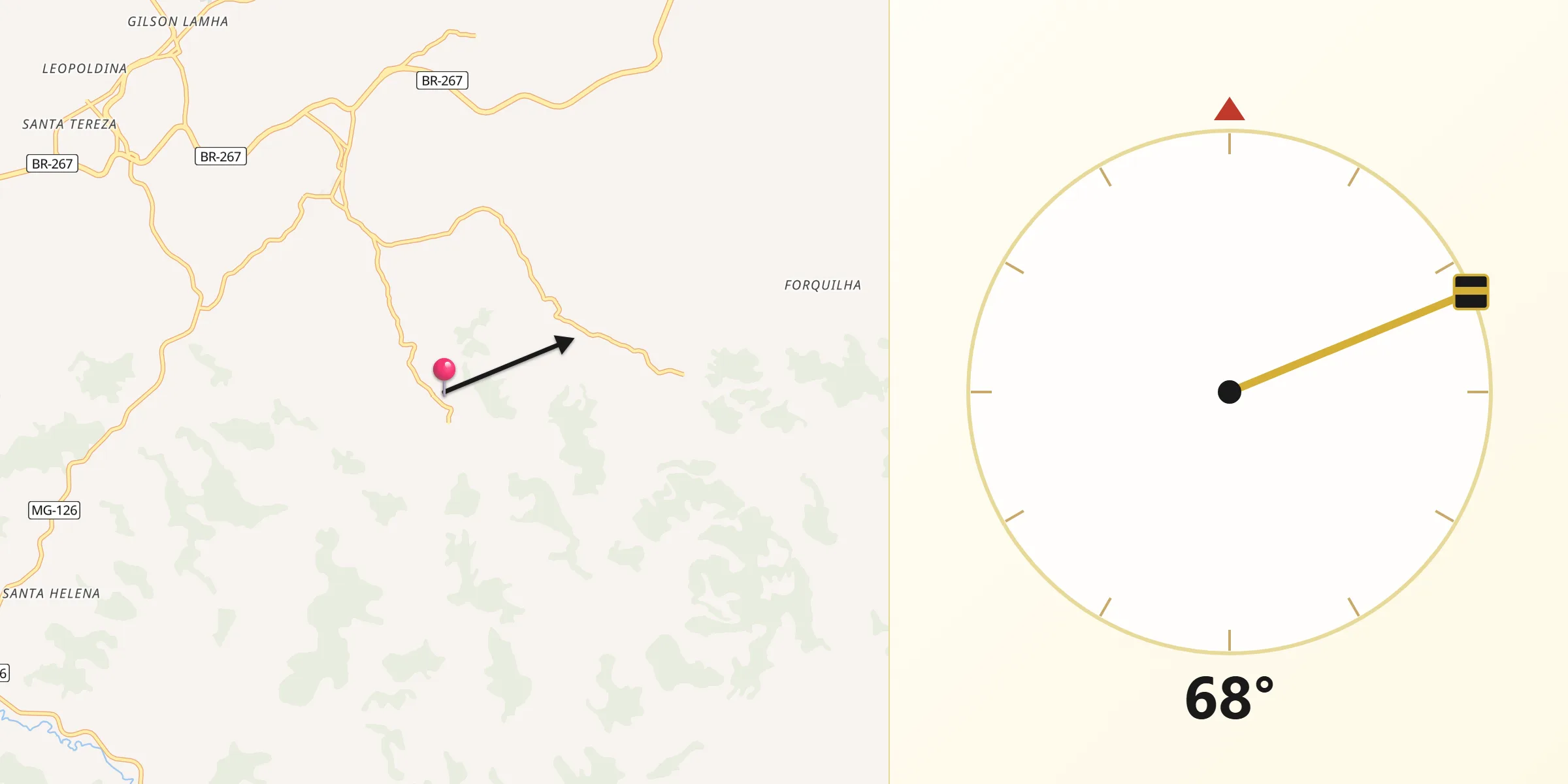 Direção da Qibla a partir de Guarará