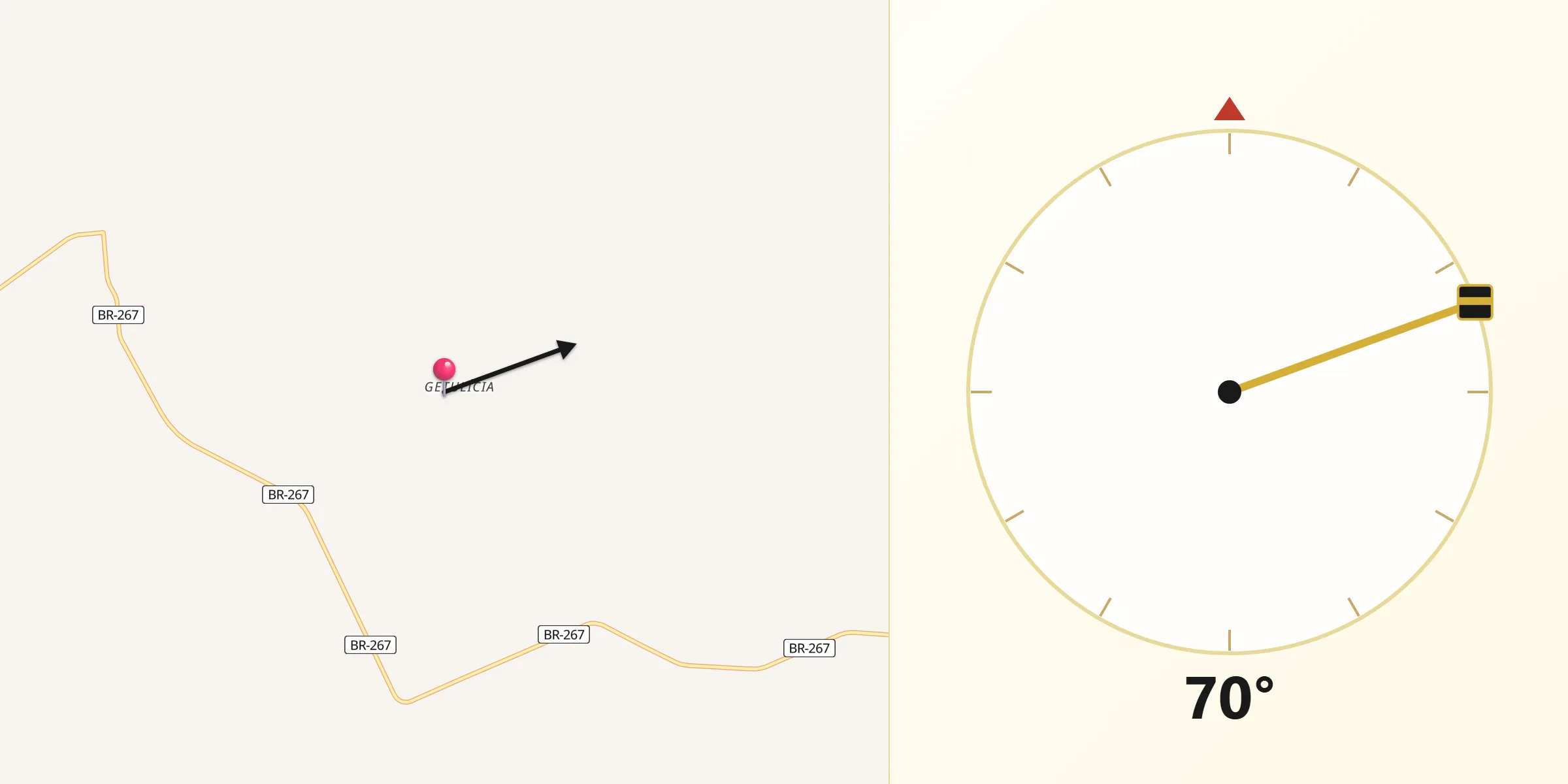 Direção da Qibla a partir de Getulina