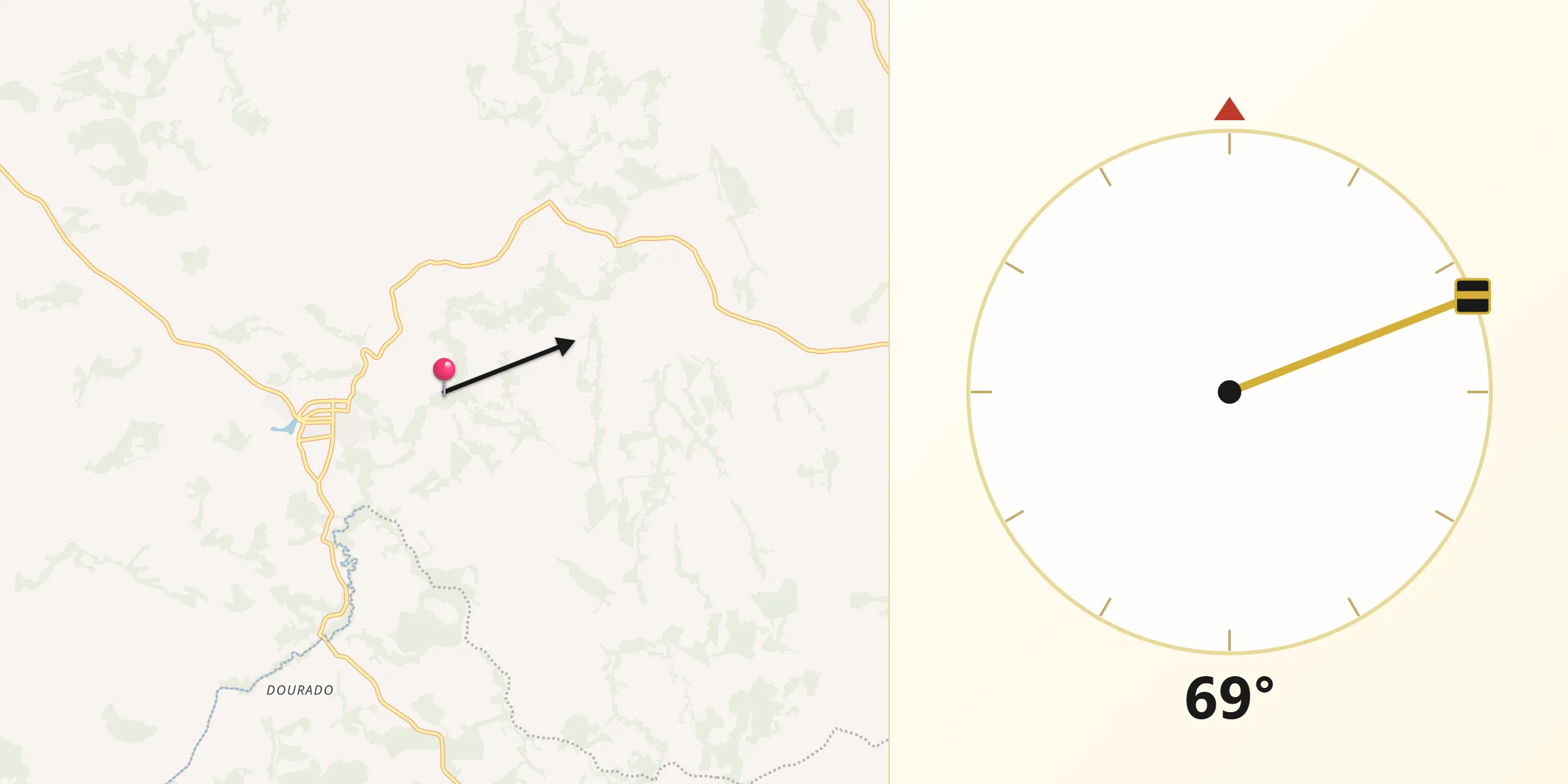 Direção da Qibla a partir de Carvalhópolis