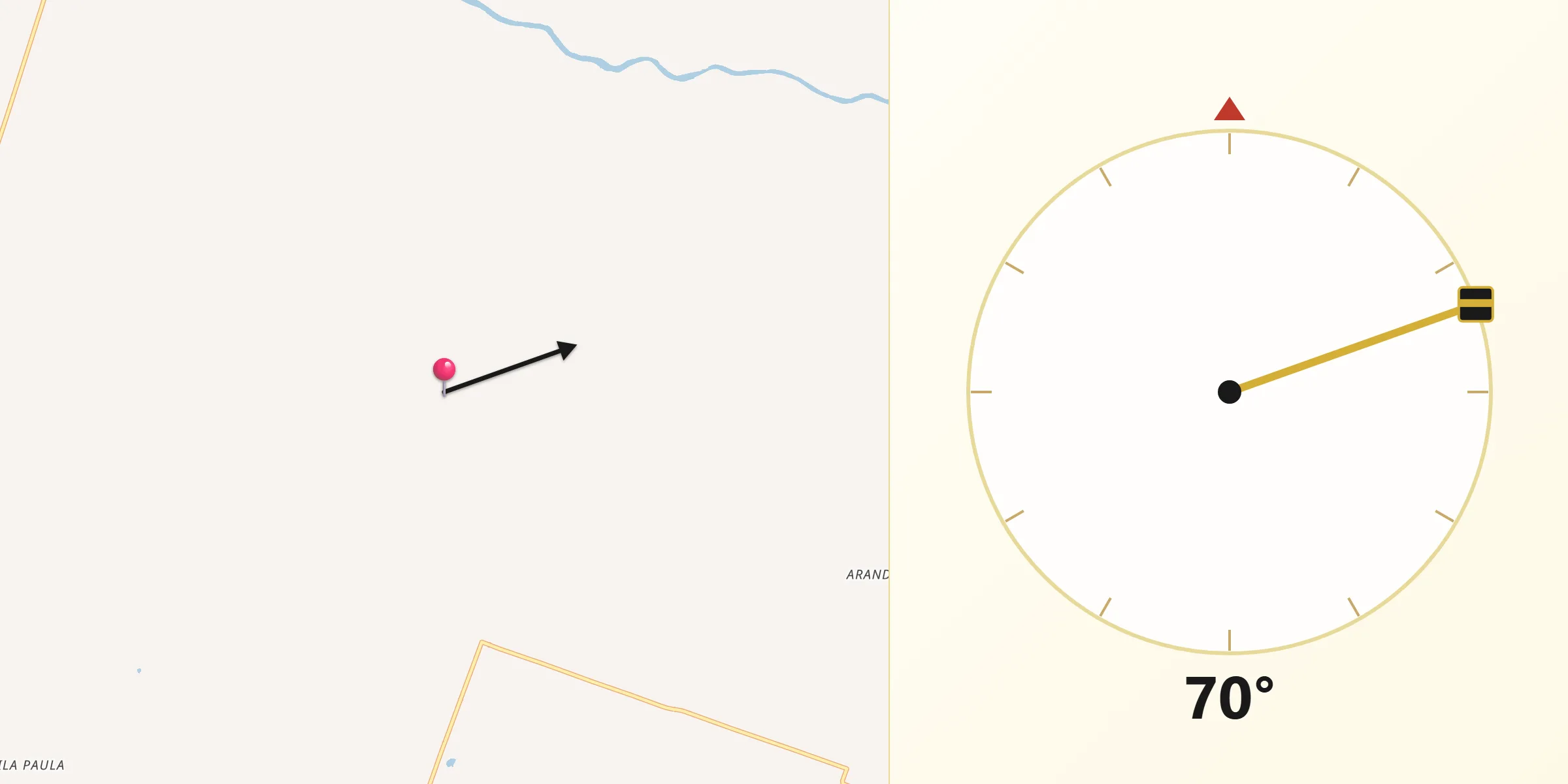 Direção da Qibla a partir de Emilianópolis