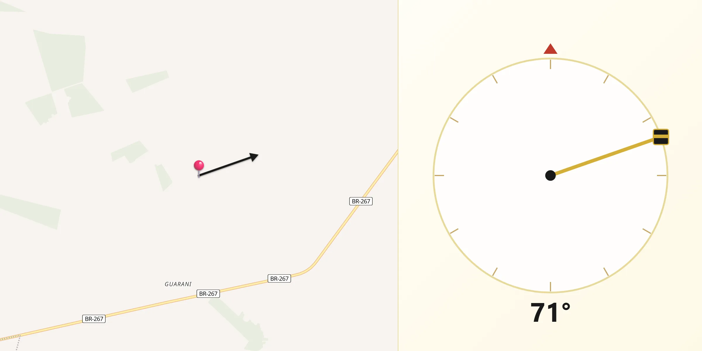 Direção da Qibla a partir de Bataguassu