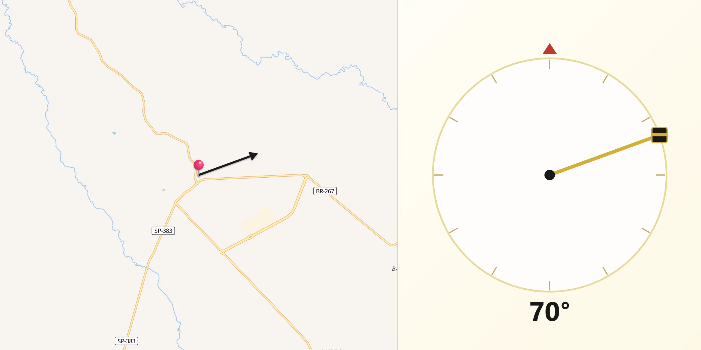 Direção da Qibla a partir de Queiroz
