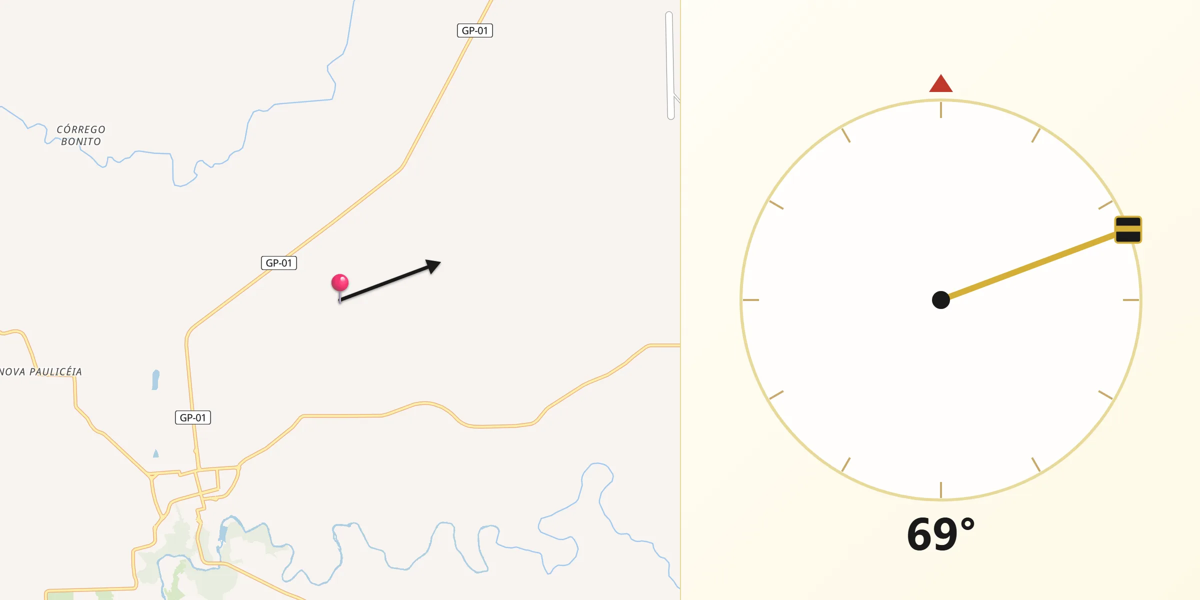 Direção da Qibla a partir de Gavião Peixoto