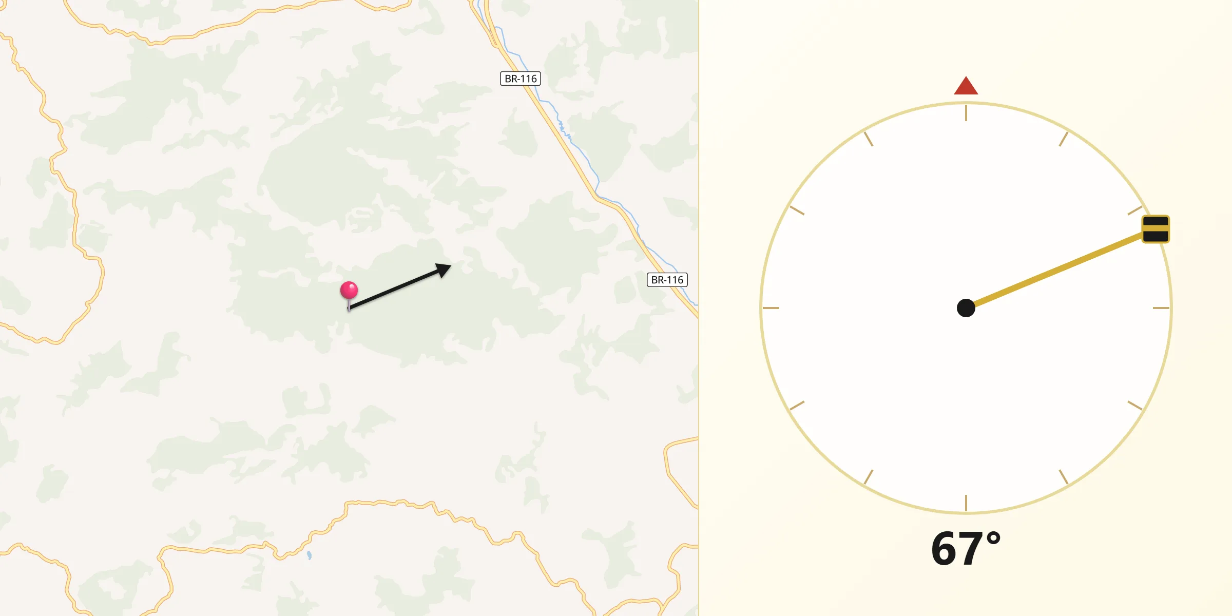 Direção da Qibla a partir de Além Paraíba