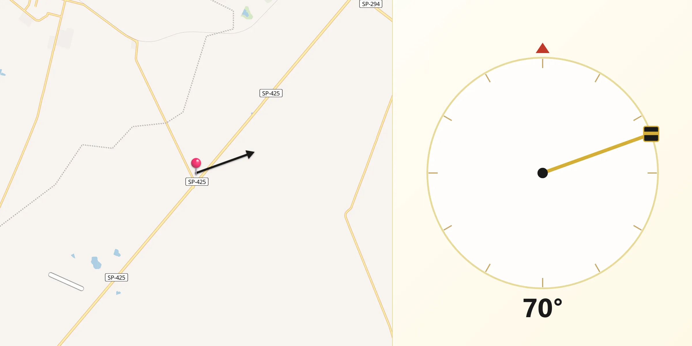 Direção da Qibla a partir de Parapuã