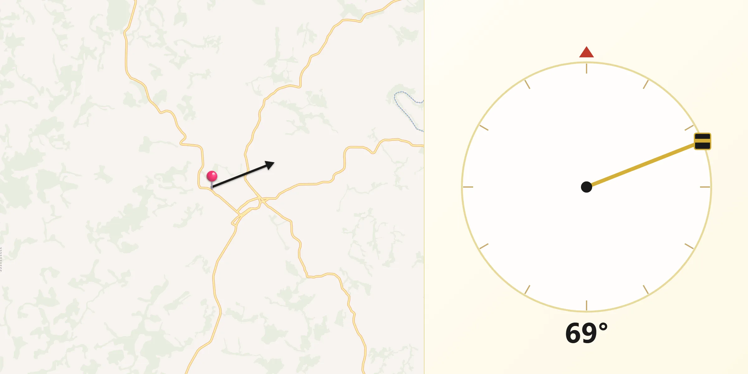 Direção da Qibla a partir de Turvolândia