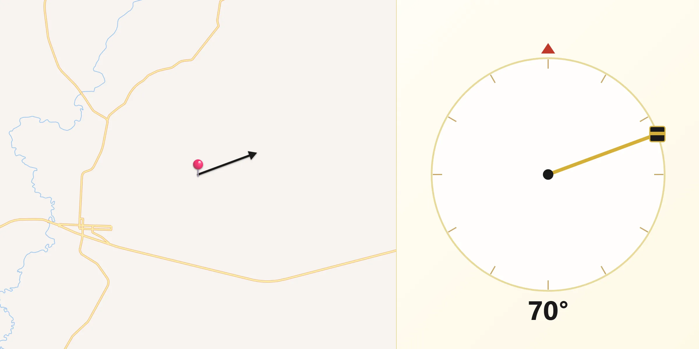 Direção da Qibla a partir de Reginópolis