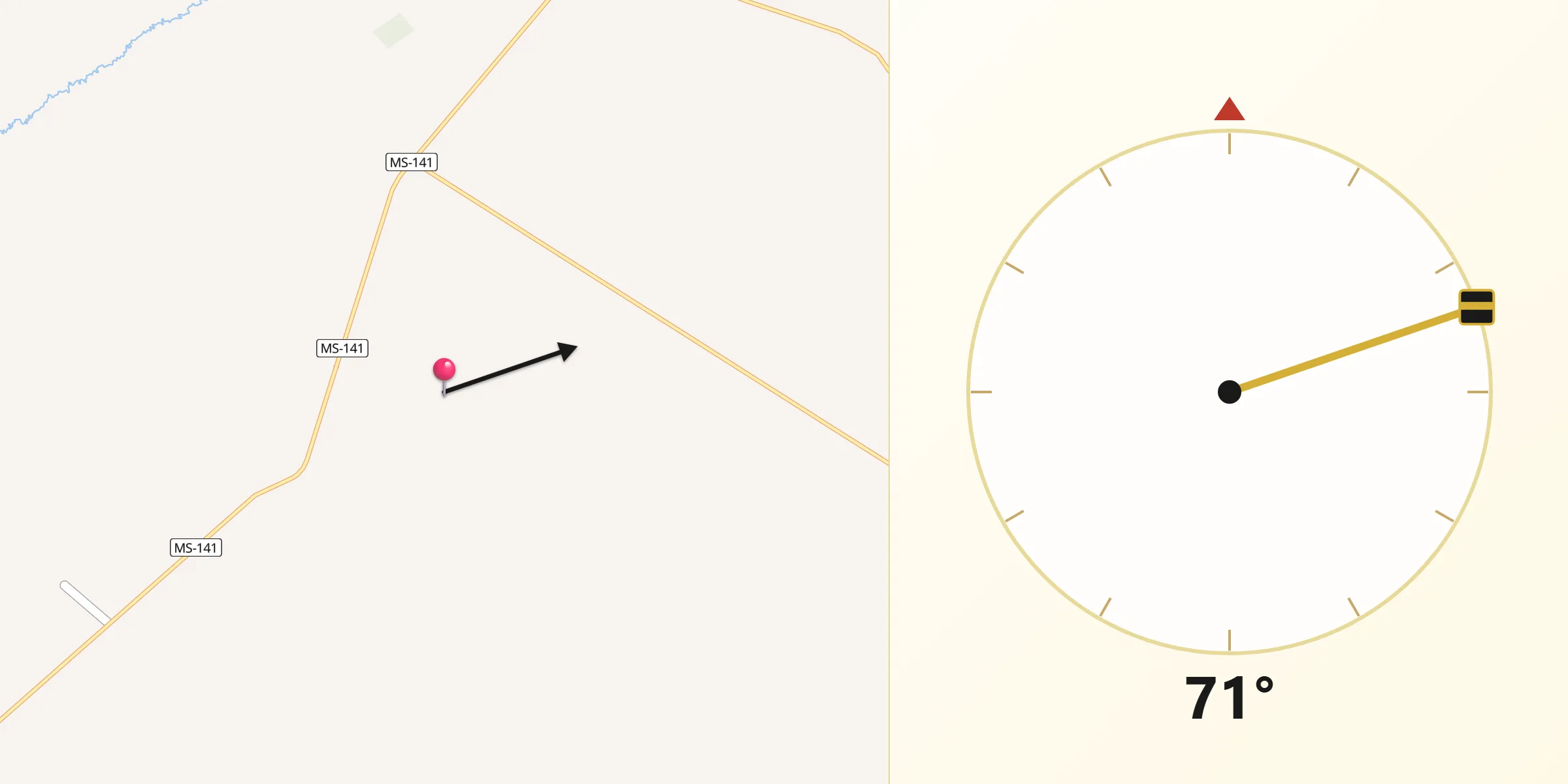 Direção da Qibla a partir de Nova Andradina