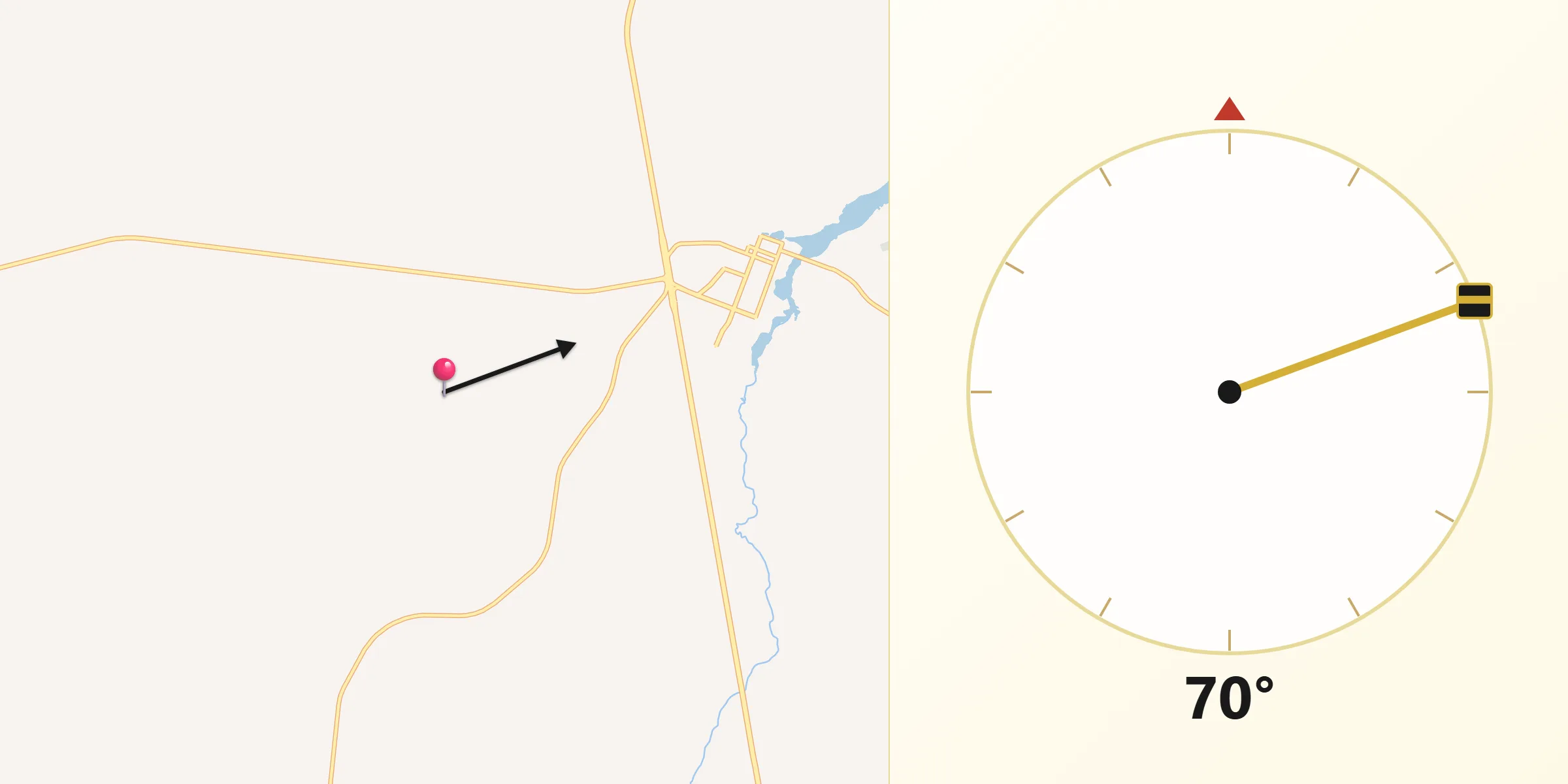 Direção da Qibla a partir de Iacanga