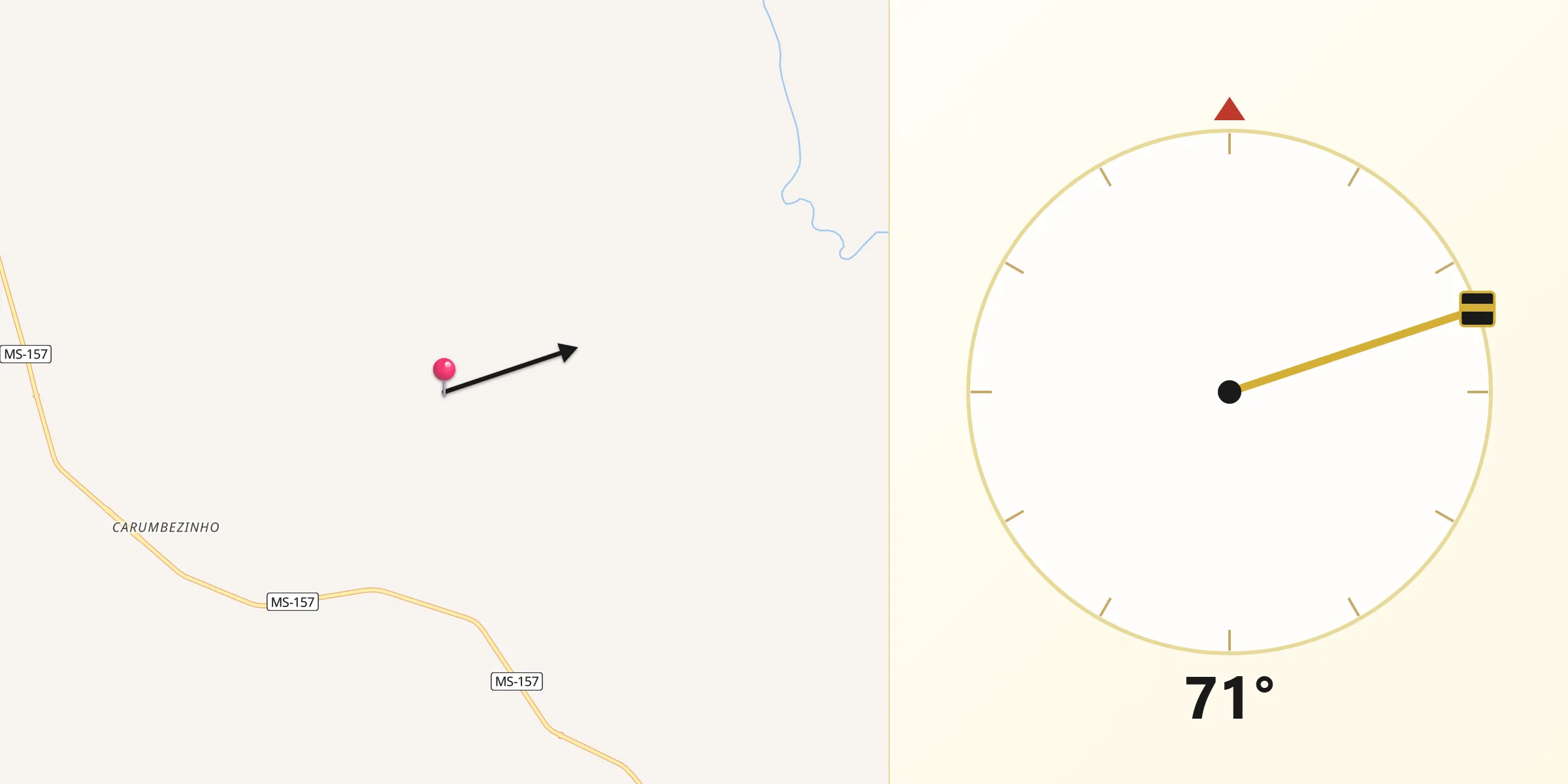 Direção da Qibla a partir de Itaporã