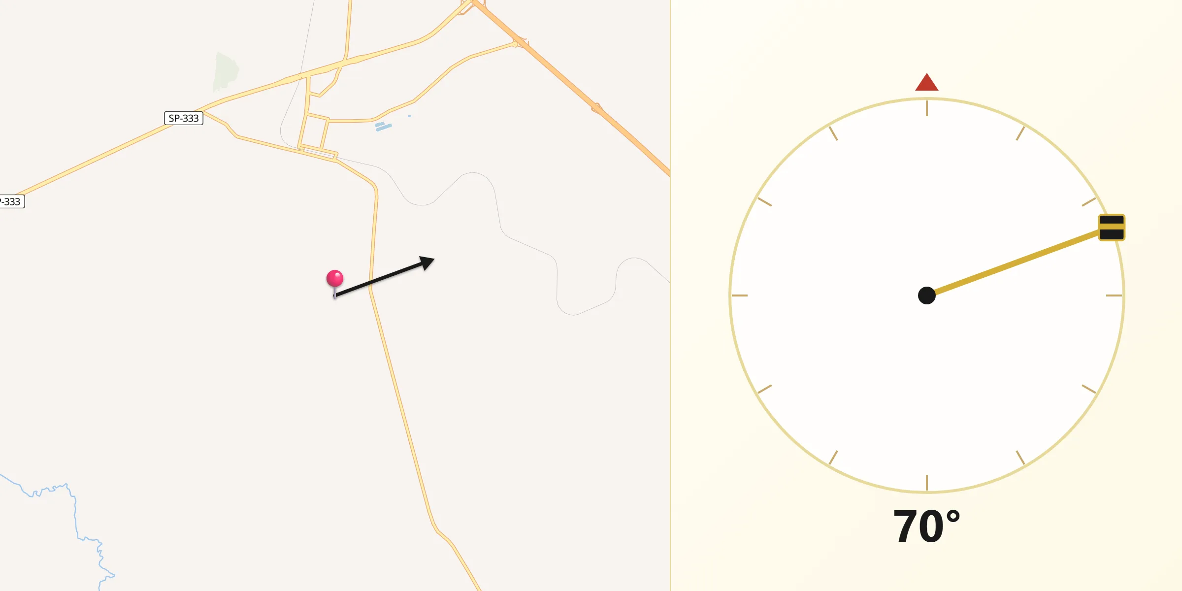 Direção da Qibla a partir de Guarantã
