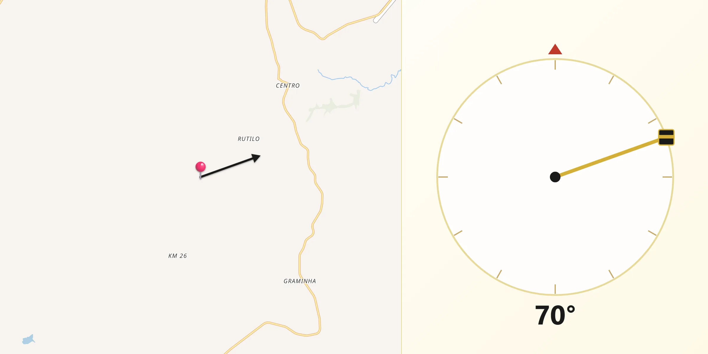 Direção da Qibla a partir de Caiabu