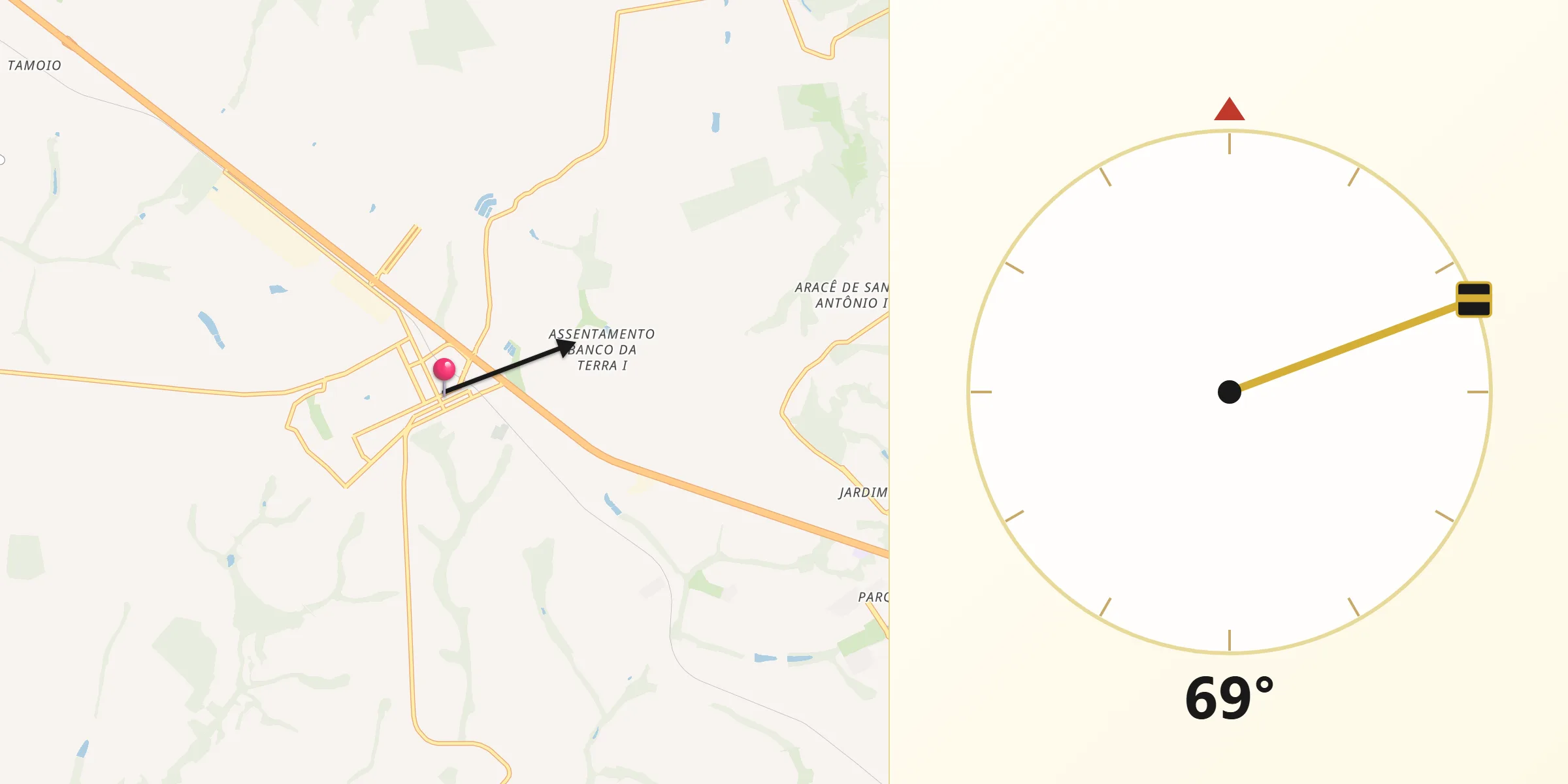 Direção da Qibla a partir de Ibaté