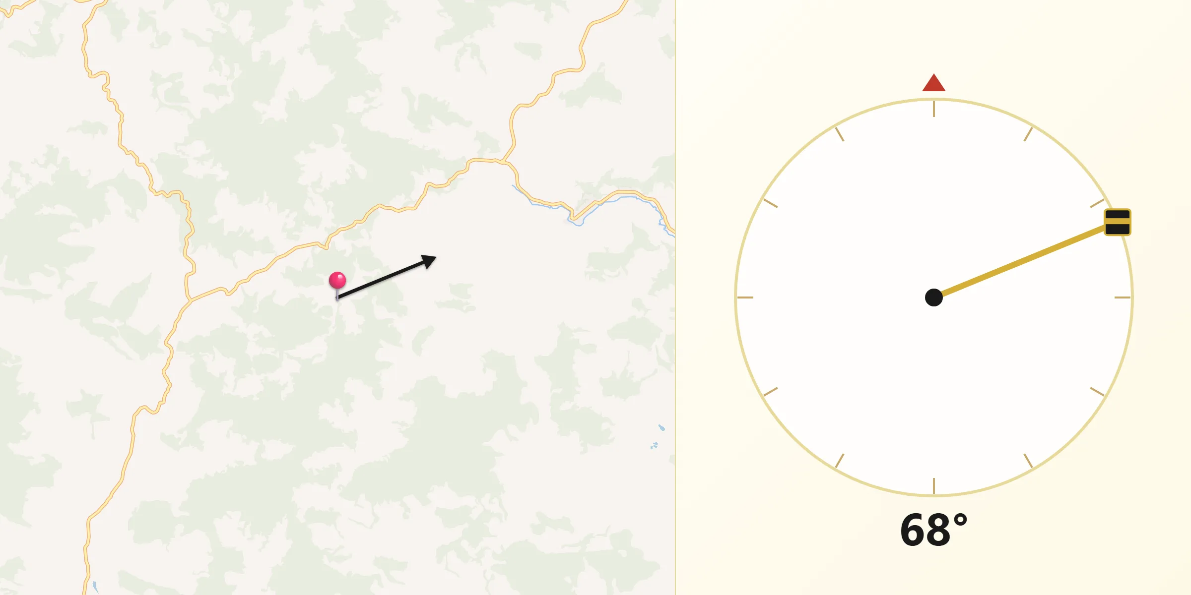 Direção da Qibla a partir de Belmiro Braga