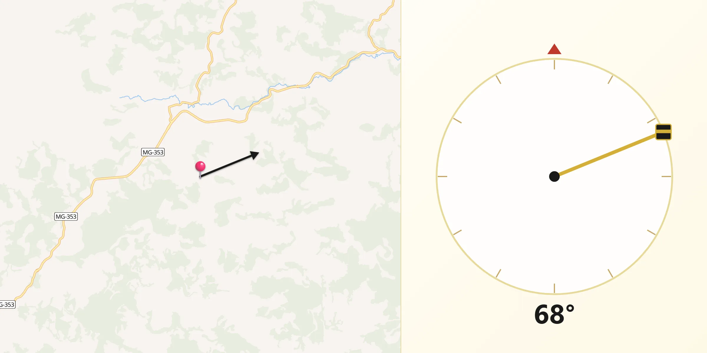Direção da Qibla a partir de Santa Bárbara do Monte Verde