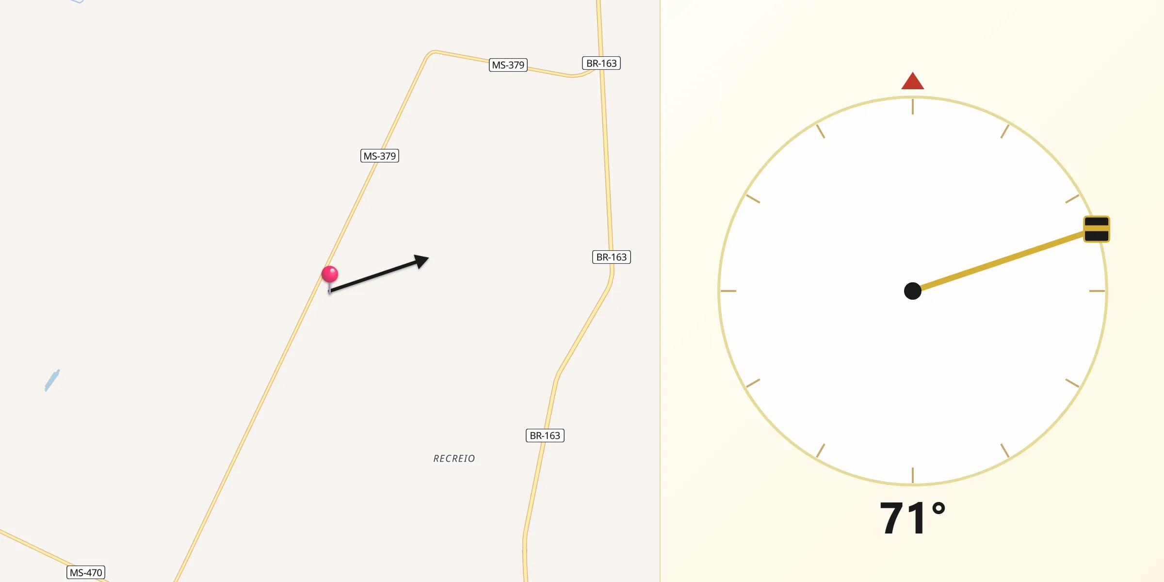 Direção da Qibla a partir de Douradina