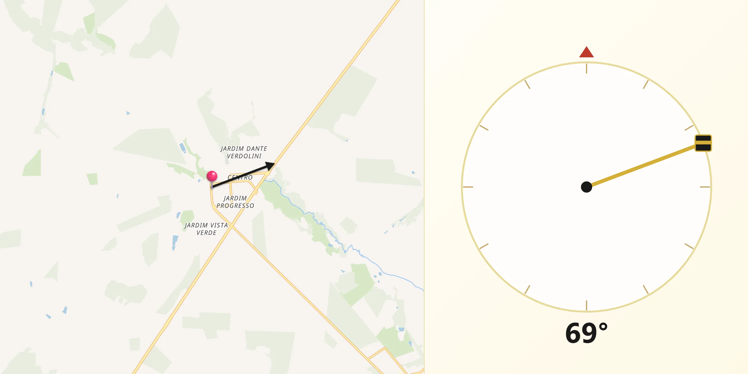 Direção da Qibla a partir de Boa Esperança do Sul