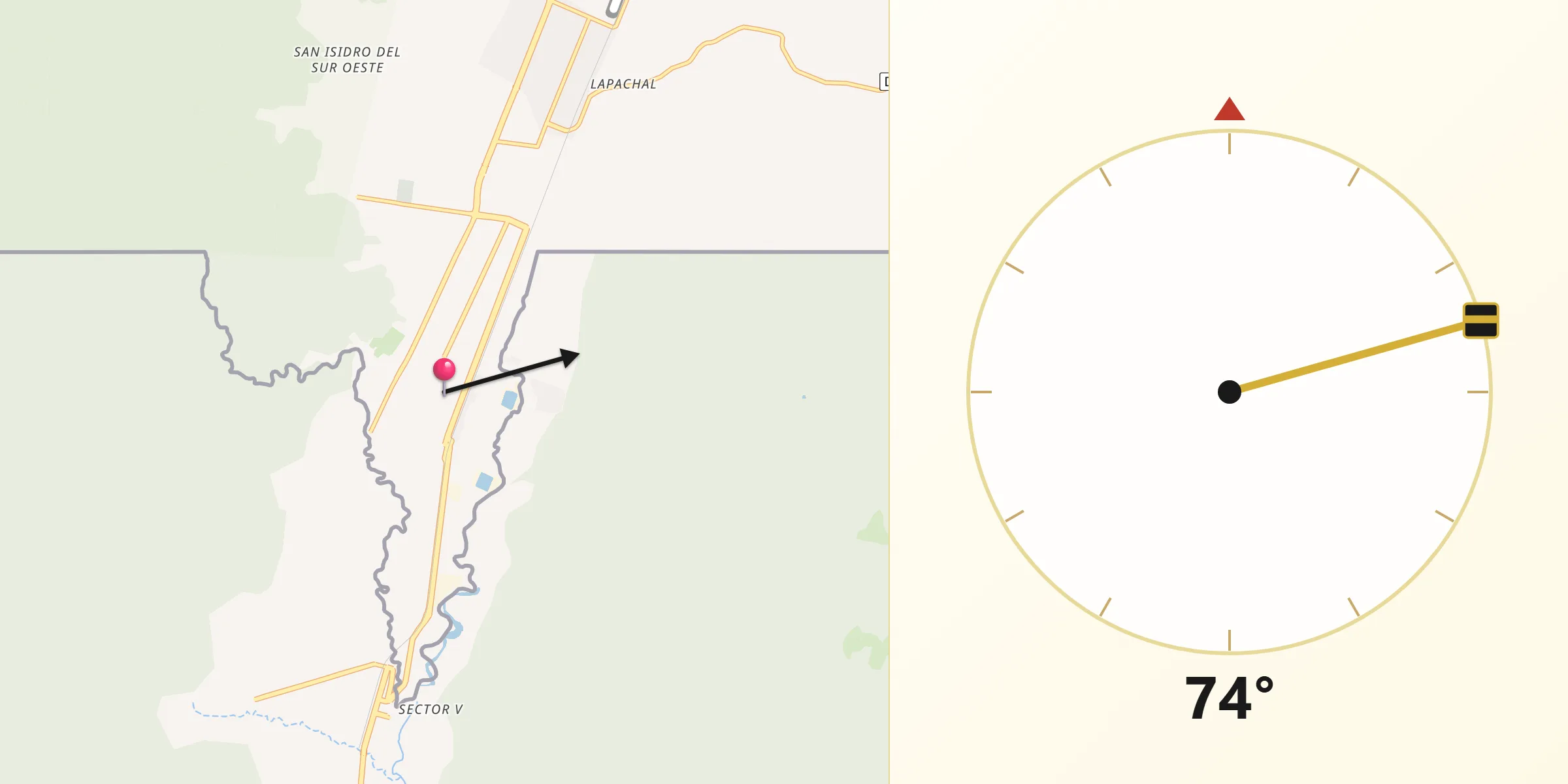 Dirección de la Qibla desde Yacuíba