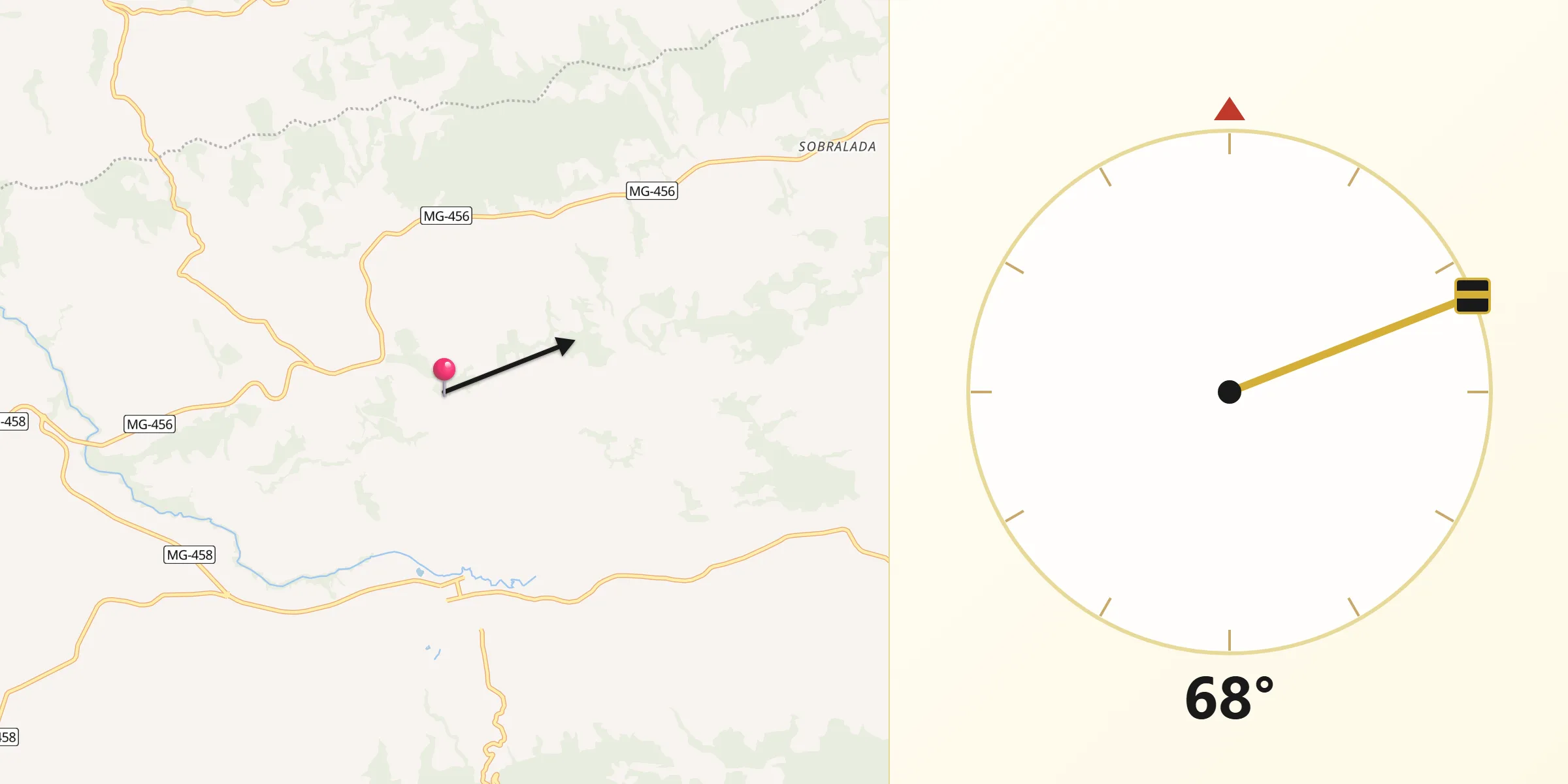 Direção da Qibla a partir de Heliodora