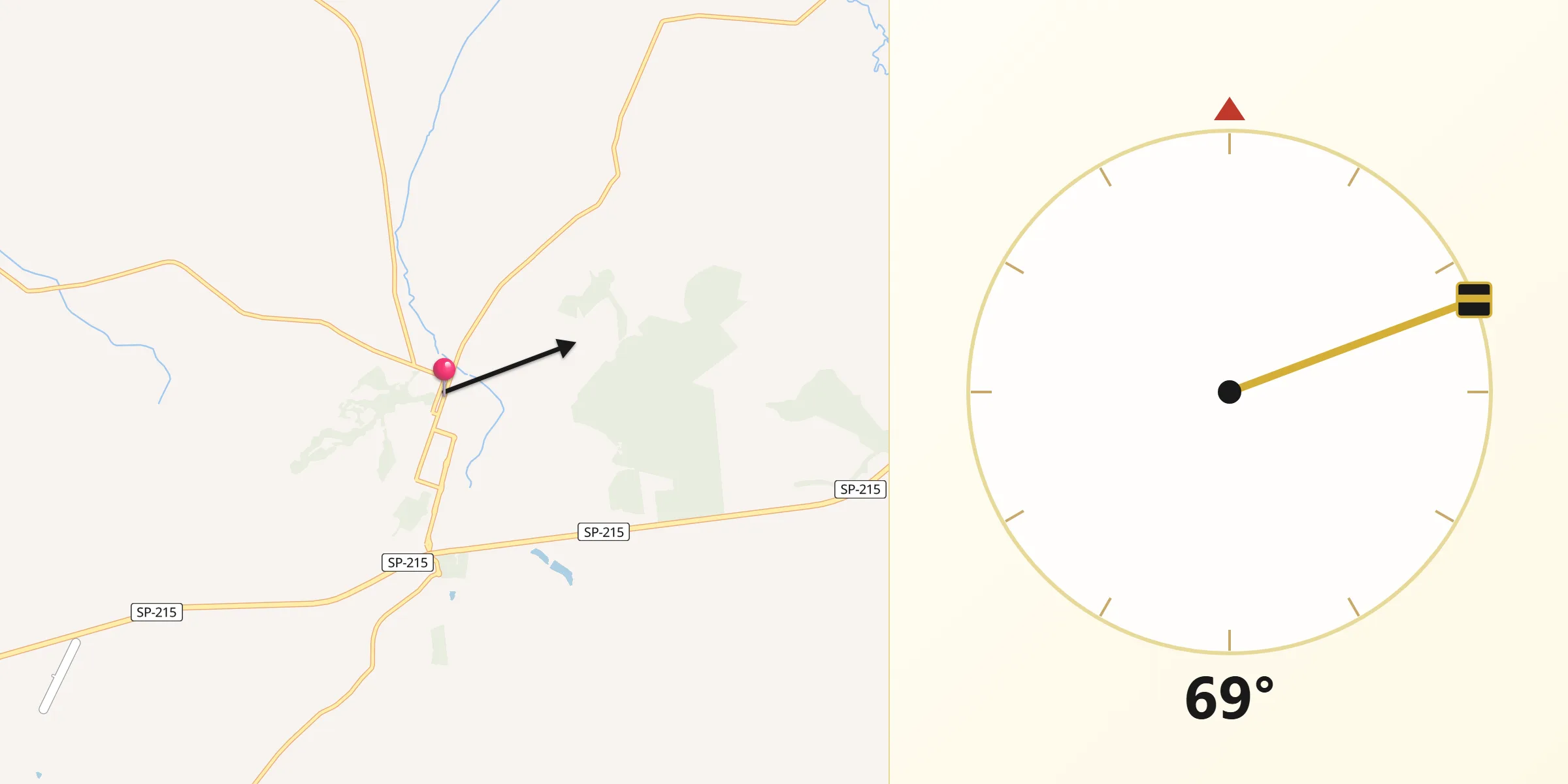 Direção da Qibla a partir de Ribeirão Bonito